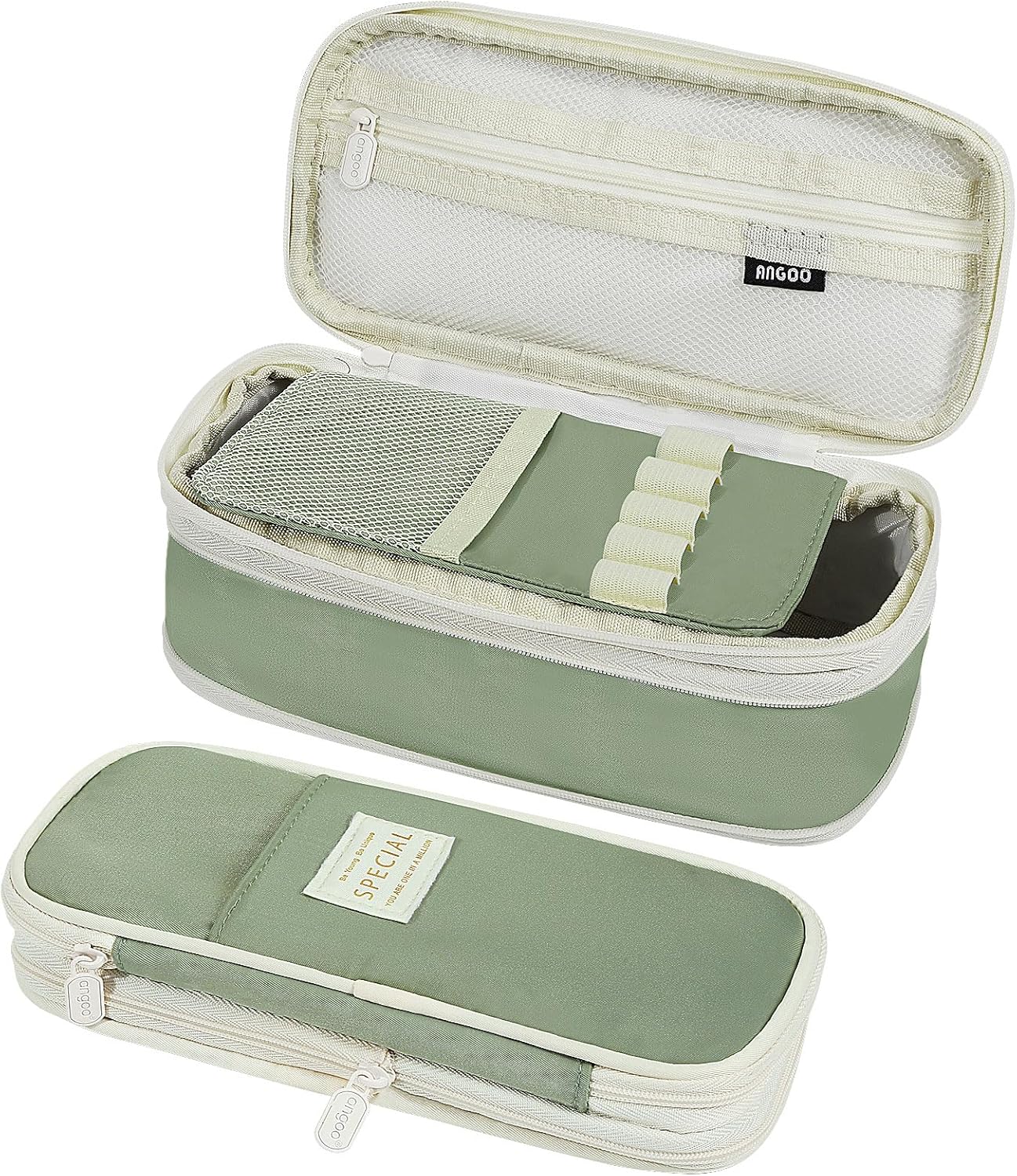 MoKo Large Capacity Pencil Case, Aesthetic Pencil Pouch Bag with Zipper, Cute Pen Case Stationery Organizer Holder for Office/School Supplies, Back to School Gift, Green