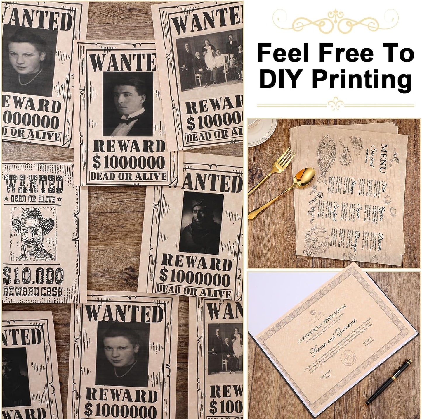 Epakh 300 Pcs Old Age Parchment Paper 8.5 x 11 Inch Standard Letter Vintage Colored Old Parchment Double Side Printing Paper (Dark Beige)