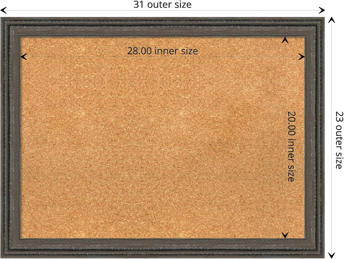 Amanti Art Natural Cork Board for Wall, 23x31 Vision Board with Brown Wood Frame, Medium Corkboard Office Decor for Home Organization, Rustic Farmhouse Corkboard Pinboard to display items for home