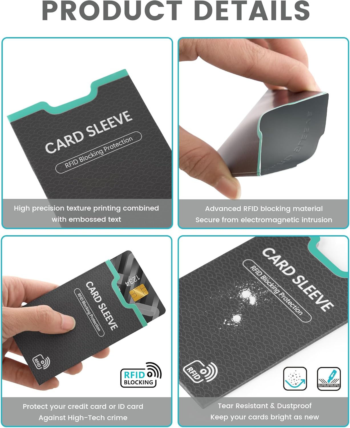 7 RFID Blocking Sleeves Identity Theft Protection Lightweight And Compact Design to Fit in Any Pocket or Wallet