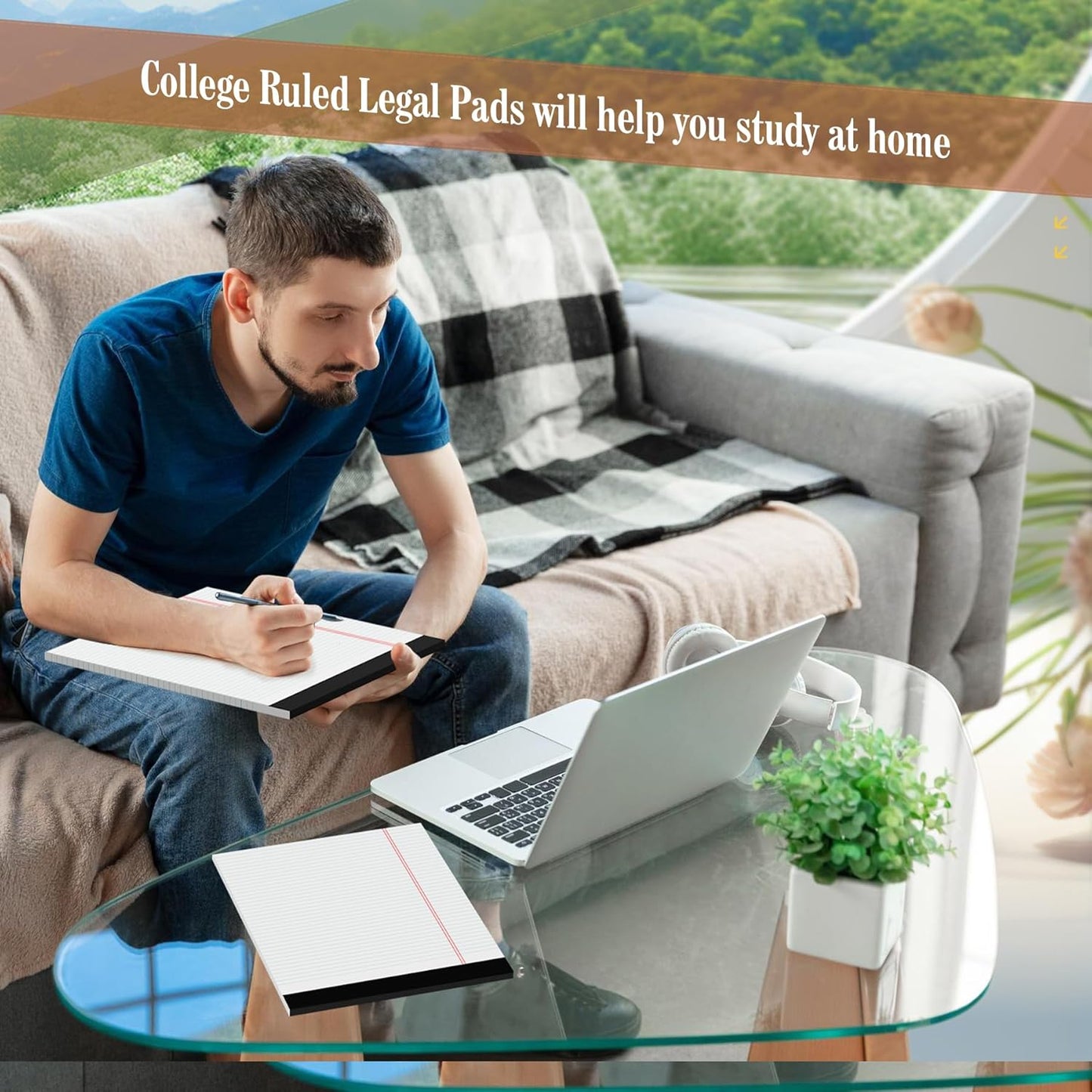 Legal Pads 8.5 x 11 White Note Pads 2 Pack - Double-Sided Printing & Perforated College Ruled Sheets - 30 Sheets Premium Thick Paper, No Ink Bleeding - Good for Office Supplies, Homework, Notes