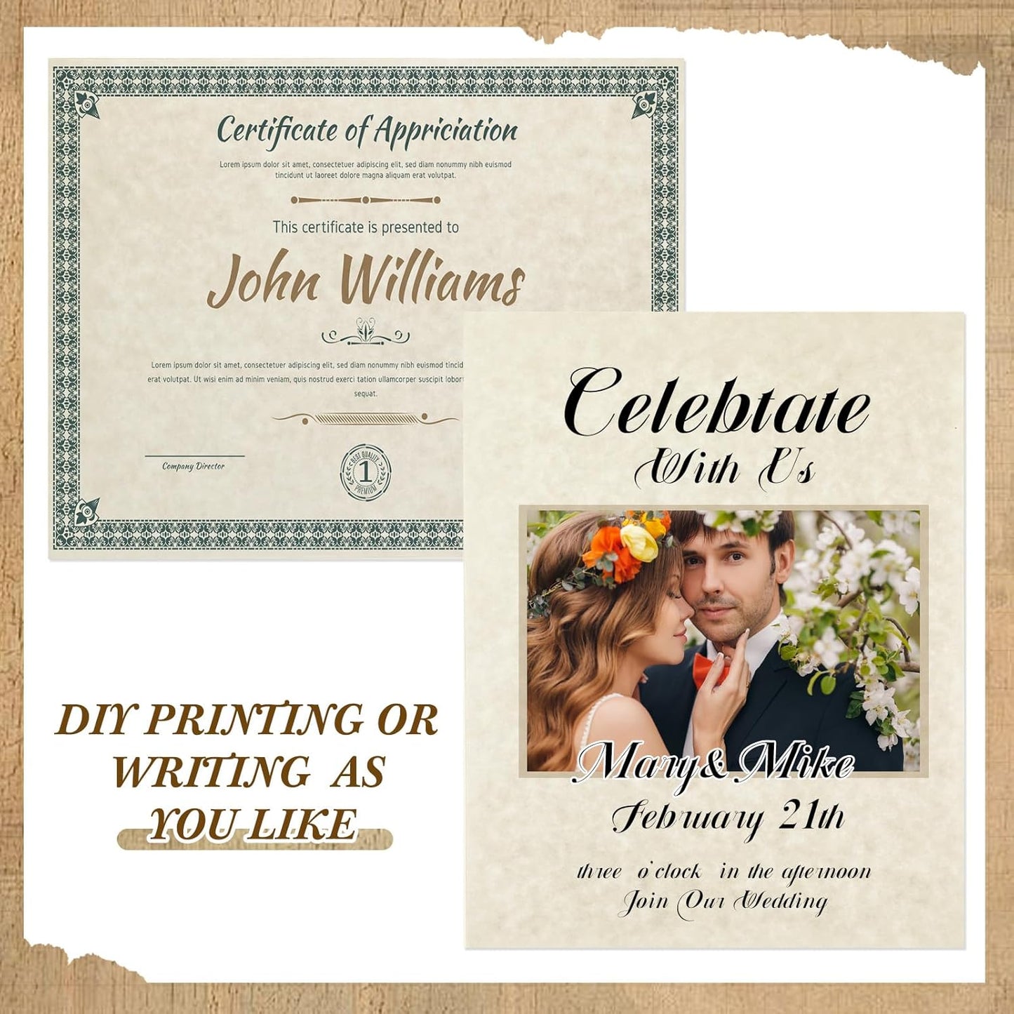 Epakh 300 Pcs Old Age Parchment Paper 8.5 x 11 Inch Standard Letter Vintage Colored Old Parchment Double Side Printing Paper (Light Gray)