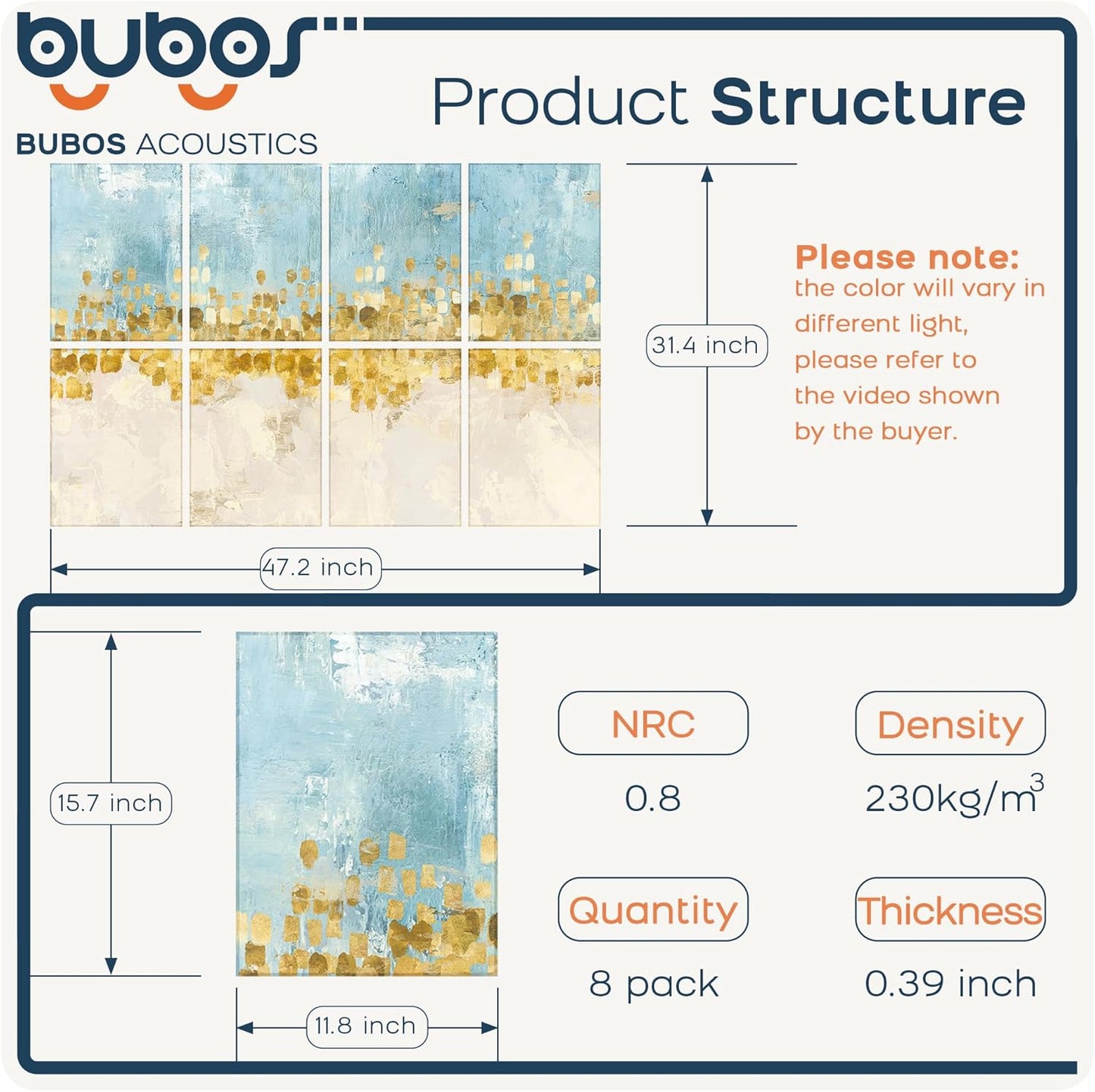 BUBOS 8 Pack Art Acoustic Panels Soundproof Wall Panel,47.2X31.4 Inches Sound Absorbing Panel,Self-adhesive Decorative Acoustical Wall Panels, Acoustic Treatment for Ceiling Home Office（Dancing Star）