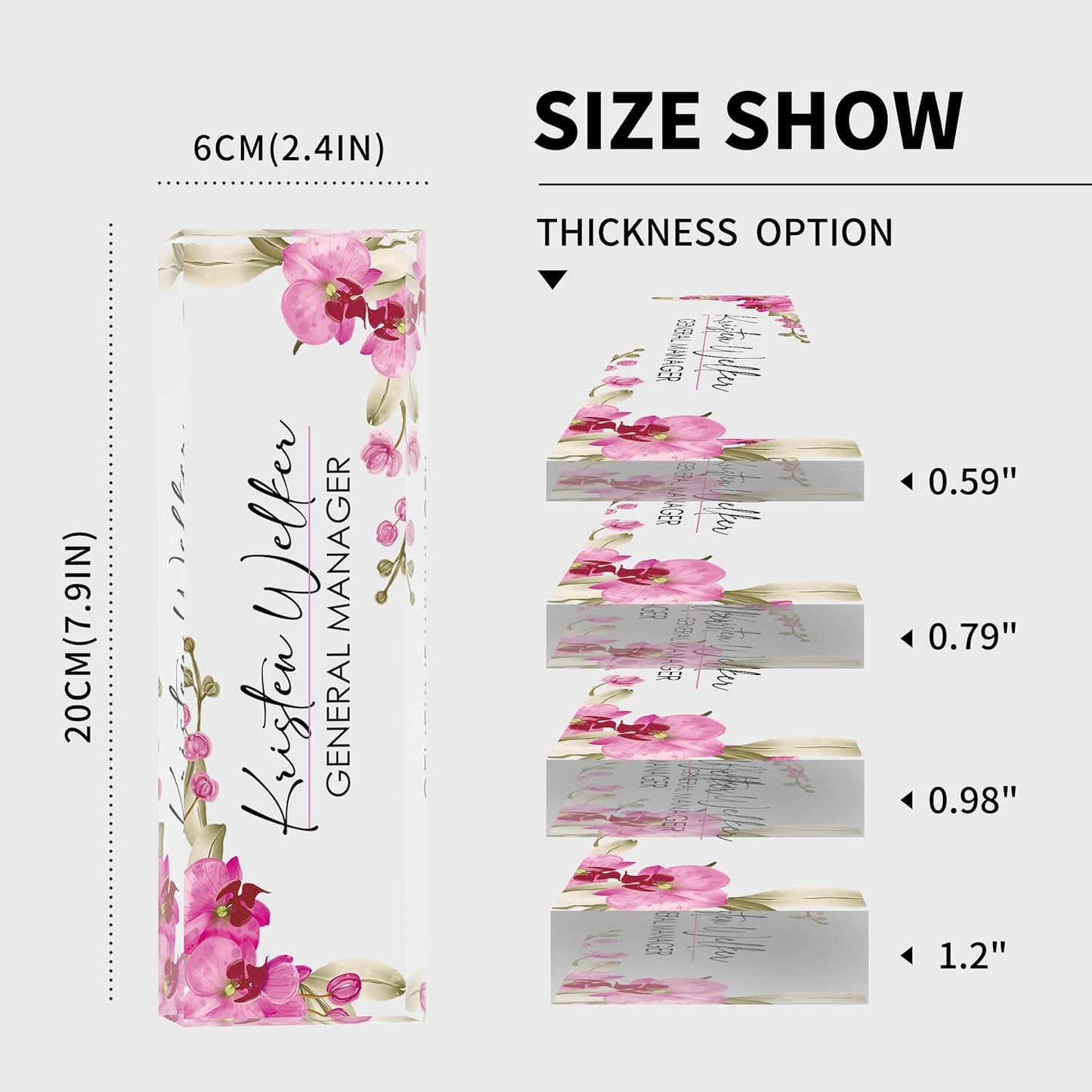 Personalized Name Plate for Desk, Custom Desk Name Plate, Acrylic Name Plate Office Desk Accessories, Personalized Office Gifts for Coworkers Teachers, Employee Appreciation Gifts (A-Butterfly Orchid)