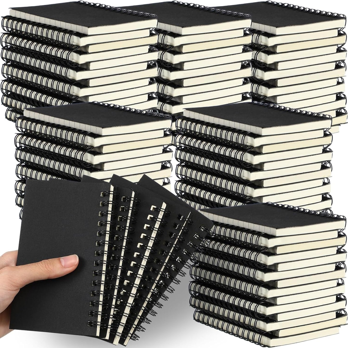 Jutom 150 Pcs Small Spiral Notebooks Memo Pads 3x5 Bulk Small Pocket Notebooks Mini Notepads with Lined Pages Mini Journals for Office Back to School Work Writing Supplies, 120 Pages (Black)