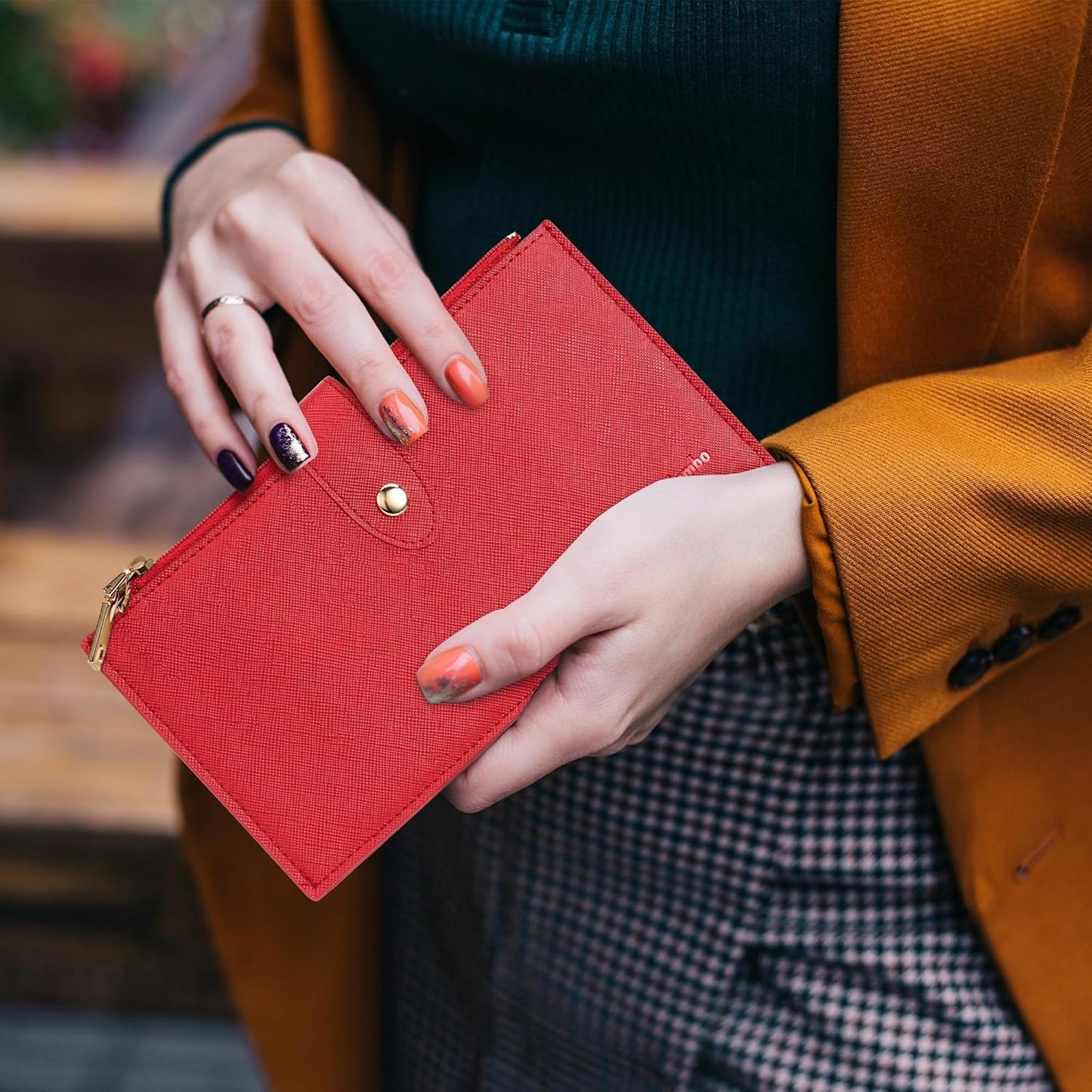 Travelambo RFID Wallet Women Large Size Bifold Multi Card Wallet Case with Zipper Pocke Credit Card Holder for Women