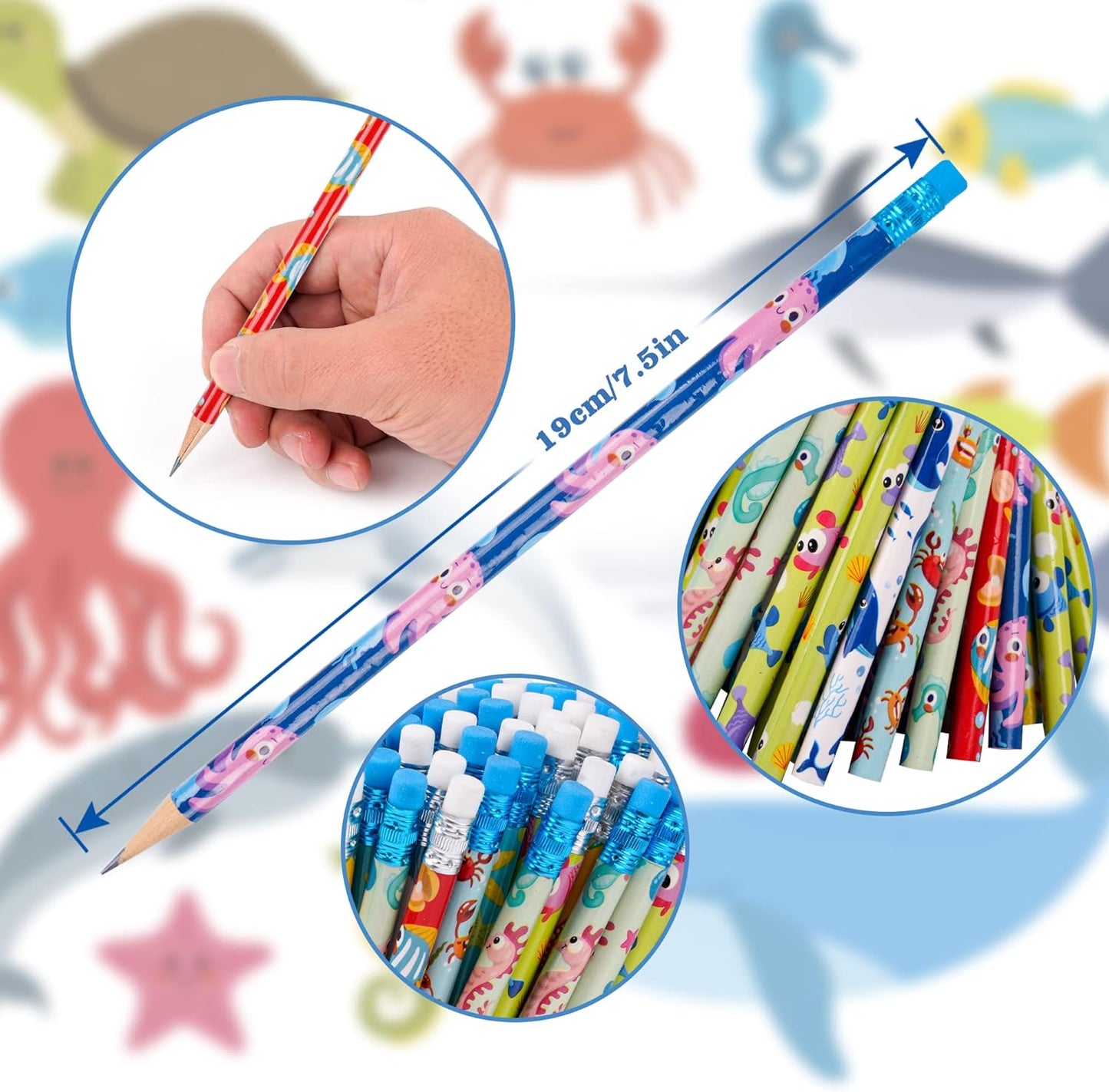 Kolewo4ever 200 Pieces Under The Sea Pencils Ocean Pencil Wood Pencil Oceam Element Sea Themed Pencils for Teachers Classrooms Reward School,Learning Activities