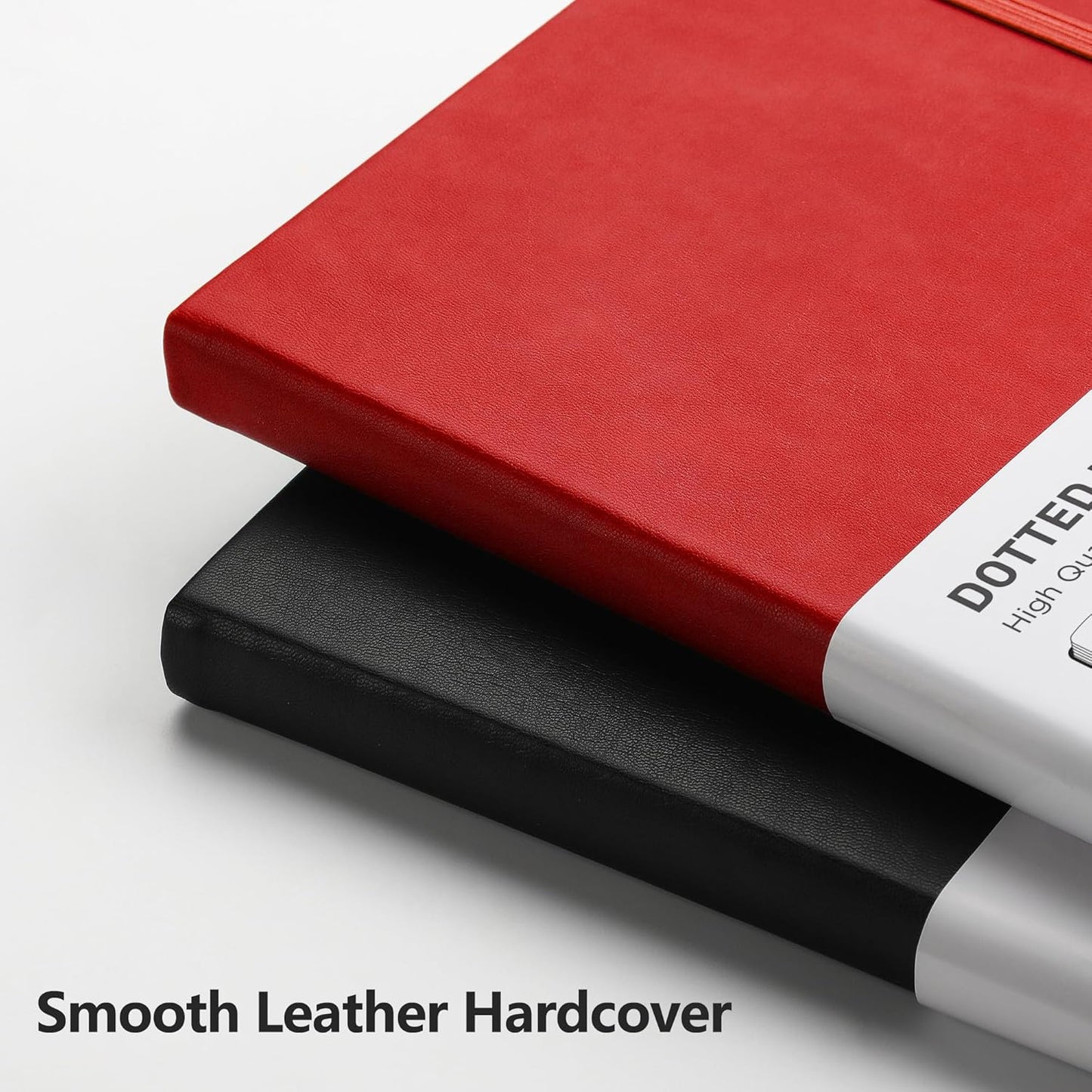 RETTACY Bullet Dotted Journal Notebook, 256 Pages, A5 Medium Size (5.7'' × 8.3''), Leather Hardcover, 120 GSM Thick Paper, for Bullet Journaling, Planning, Tracking (Red)