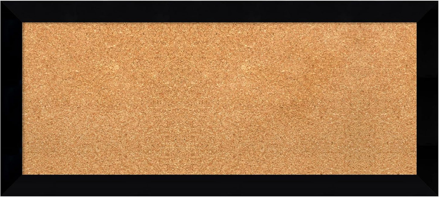Amanti Art Natural Cork Board for Wall, 15x33 Vision Board with Black Wood Frame, Medium Corkboard Office Decor for Home Organization, Modern Contemporary Corkboard Pinboard to display items for home