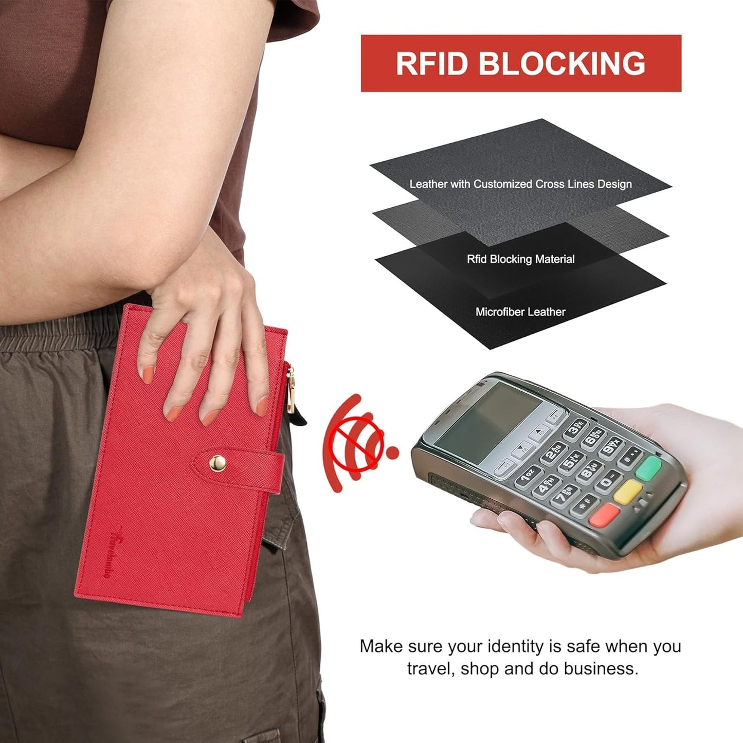 Travelambo RFID Wallet Women Large Size Bifold Multi Card Wallet Case with Zipper Pocke Credit Card Holder for Women