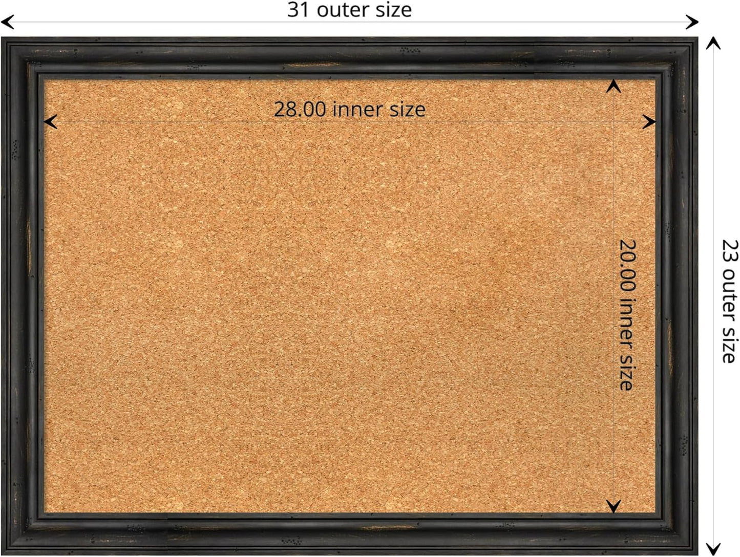Amanti Art Natural Cork Board for Wall, 23x31 Vision Board with Black Wood Frame, Medium Corkboard Office Decor for Home Organization, Rustic Farmhouse Corkboard Pinboard to display items for home