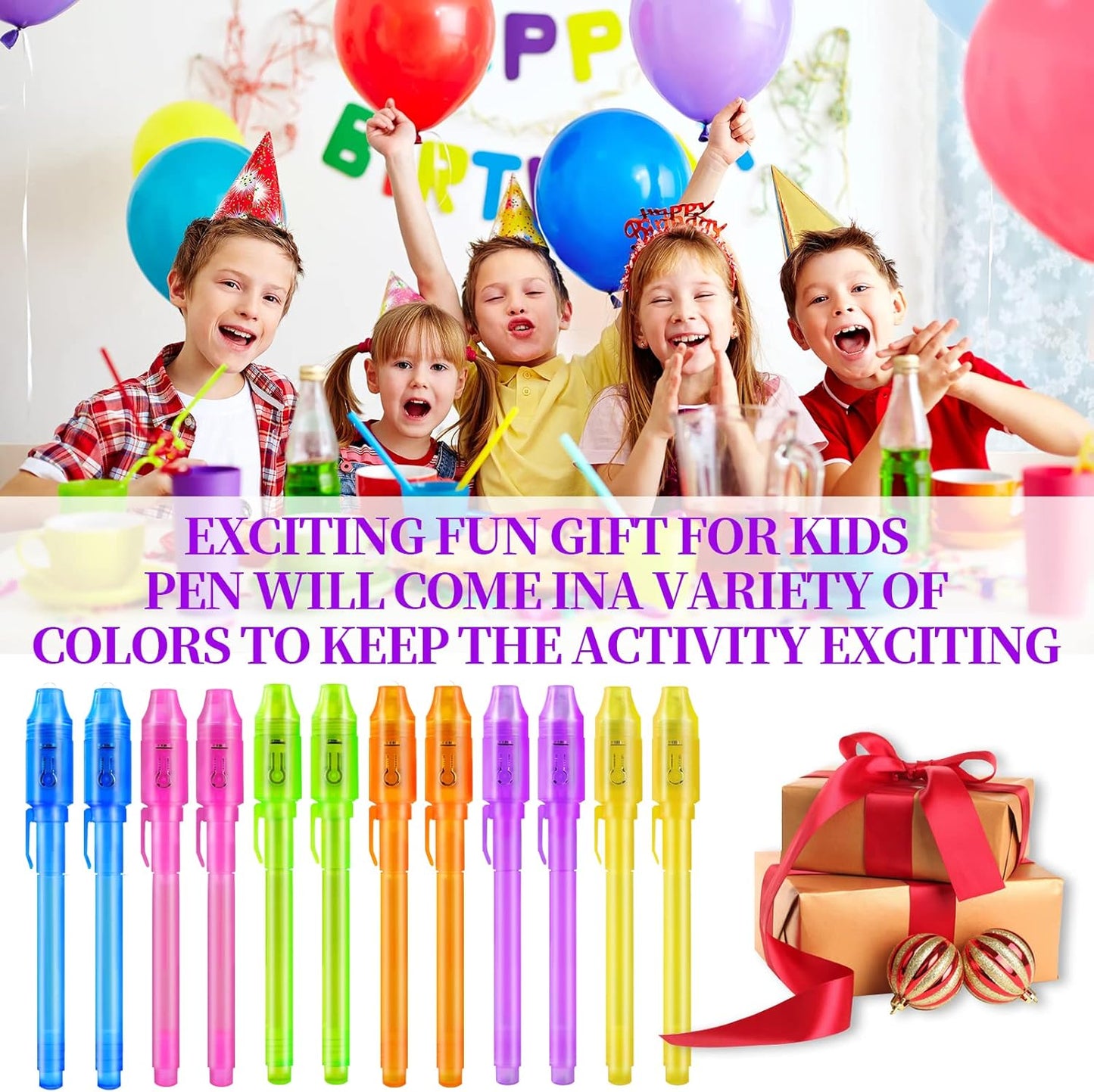 30 Pieces Invisible Ink Pen with UV Light Spy Pen Magic Marker for Kids Secret Message Pens Party Favors Ideas Gifts Easter Day Halloween