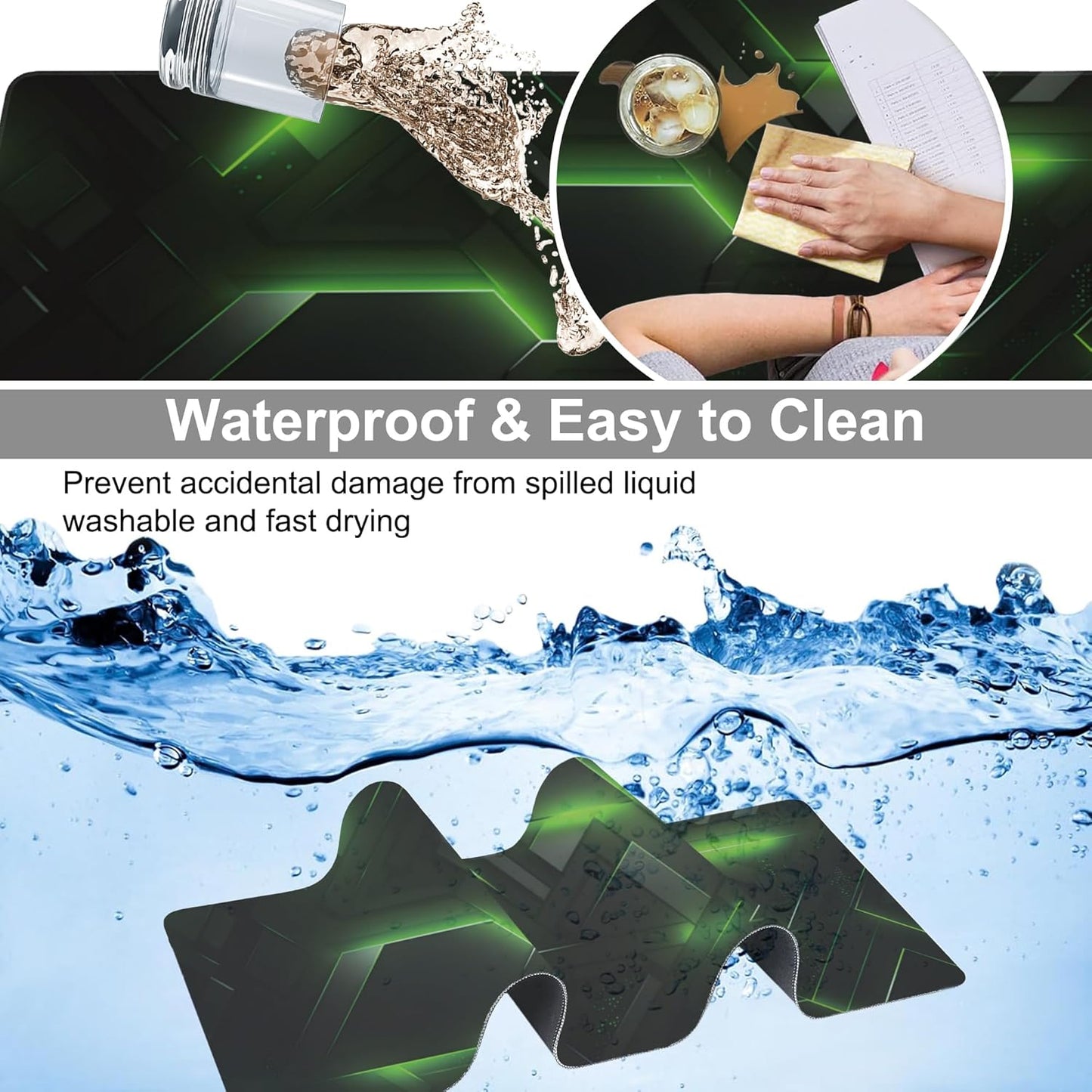 Extended Large Gaming Mouse Pad, Futuristic Techscape Large Desk Mat for Desktop XXL, Non-Slip Rubber Base Stitched Edges Long Computer Keyboard Desk Pad Mouse Mat for Gaming Home Office 35.4"X15.7"