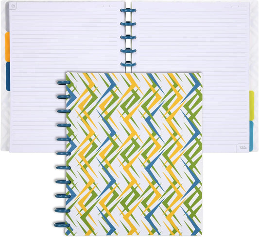 Talia Discbound Notebooks, Planner, Customizable, (xZiggity Zag w.Deep Lake Blue Discs, Letter (8.5in x 11in))