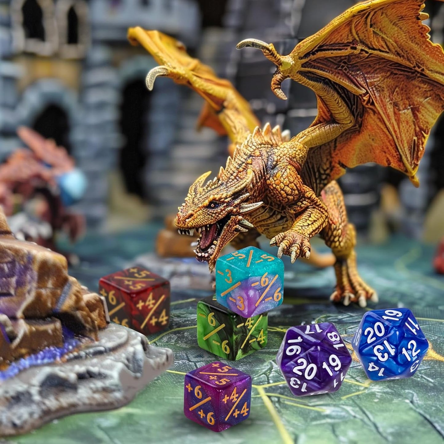 50 MTG Counters Dice Marble Bulk Spindown Life Counter Tokens Dice Buff Tokens Compatible with Magic Card Game Accessories CCG Creature Stats (Red&Green, Purple&Blue)