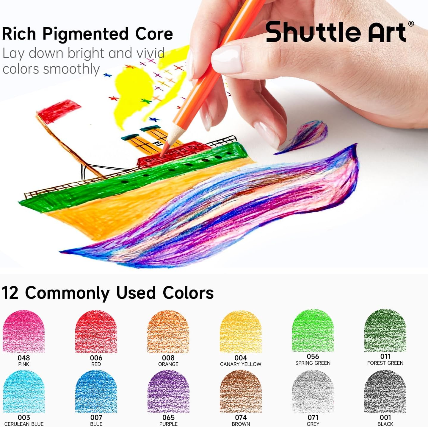 Shuttle Art 144 PCS Colored Pencils Bulk, 12 Assorted Colors, Pack of 12, Break-Resistant, Pre-sharpened Colored Pencils for Kids, Bulk Pack School Supplies for Teachers & Students