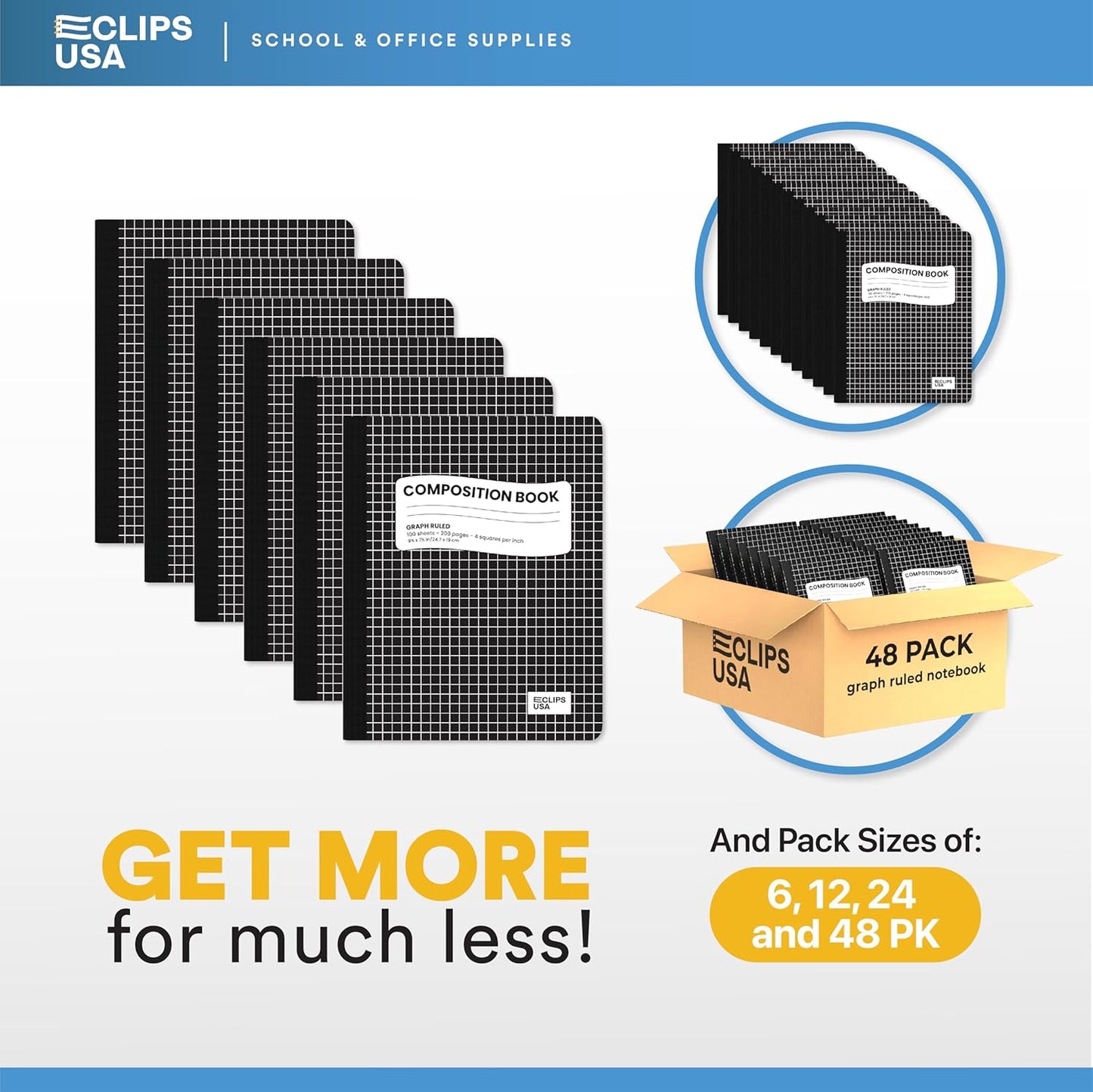 Composition Notebooks, Quad Ruled, Graph Paper Composition Notebook, Hard Cover Marble Graph Composition Notebook, 100 sheets, 9.75″ x 7.50″ (48 Pack)