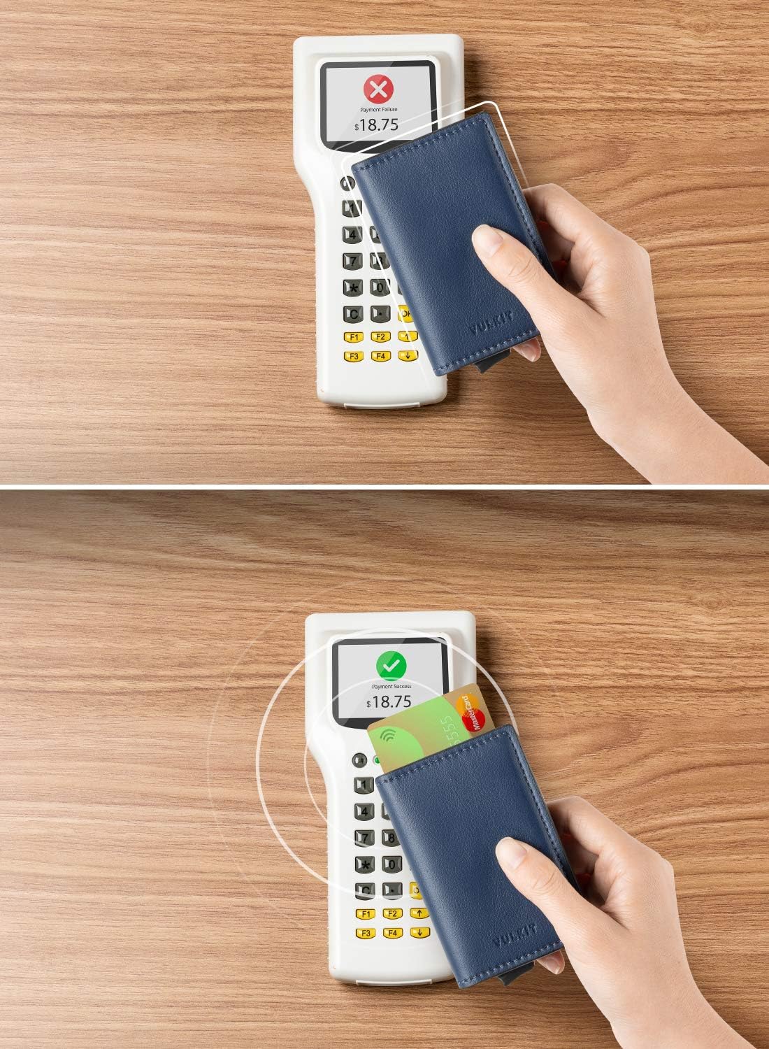 VULKIT Credit Card Holder RFID Blocking Leather Automatic Pop Up Wallet Aluminum Slim Pocket Business Card Case