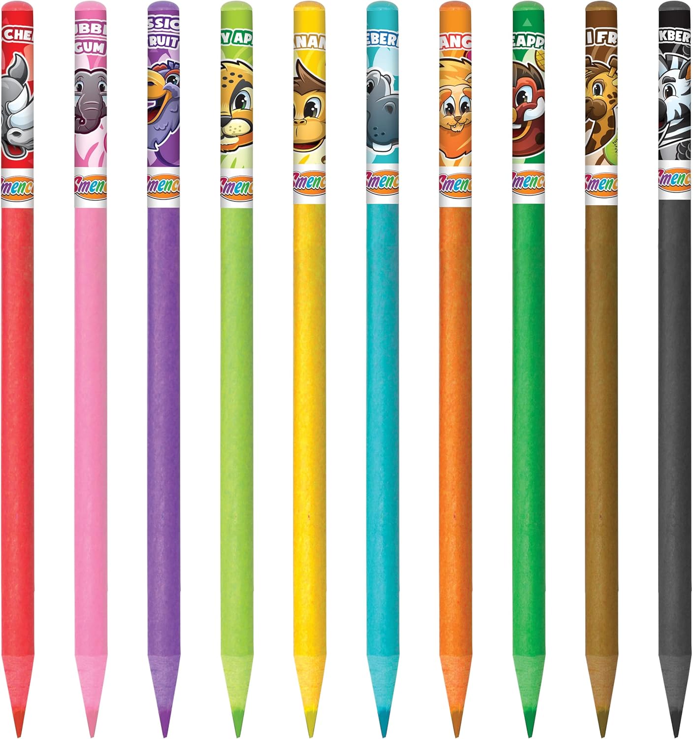 Safari Colored Smencils - Patented Gourmet Scented Colored Fun Pencils - Made from Recycled Newspapers, 10 Count - Gifts for Kids, School Supplies, Classroom Rewards, Student Prizes