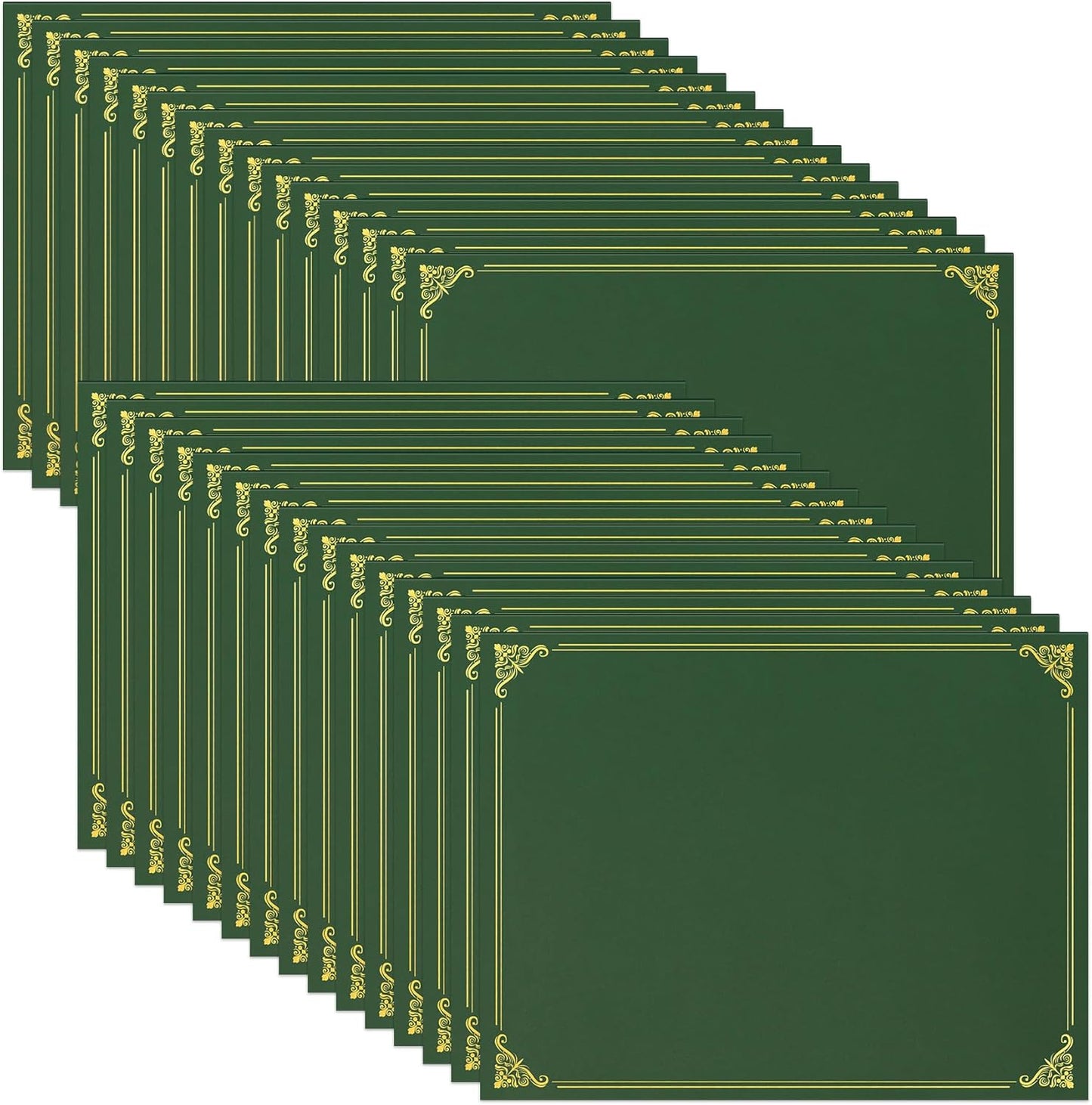 Ndsox 30 Packs Green Certificate Holders, Graduation Diploma Holders, 350GSM, Diploma Covers with Gold Foil Border for Letter Size 8.5" x 11" Award Certificate Paper, Cardstocks and Documents