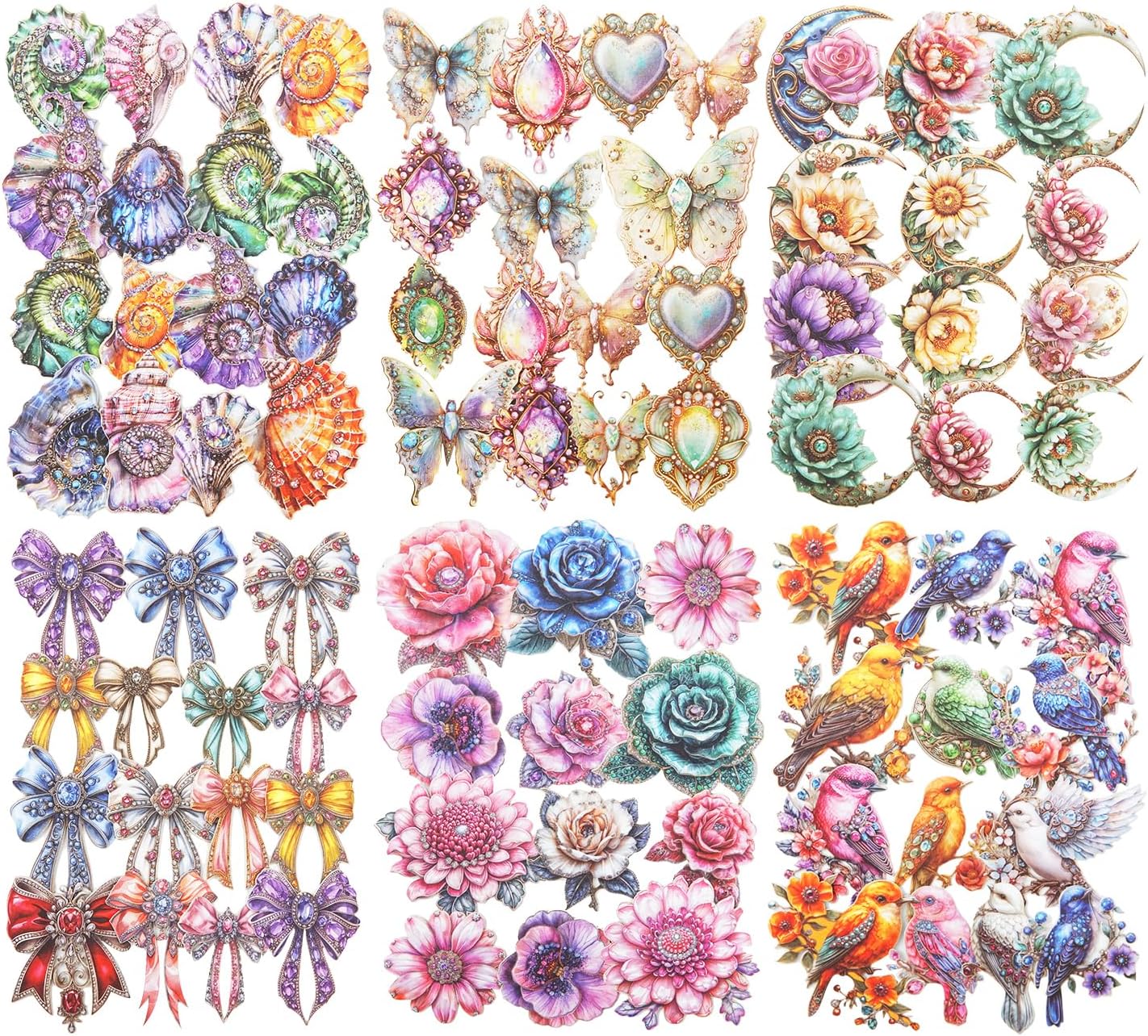 Pearl Treasure Box Sticker Set, 120Pcs Retro Cardstock Stickers for Scrapbooking, Journaling, DIY Crafts, and Art Decoration