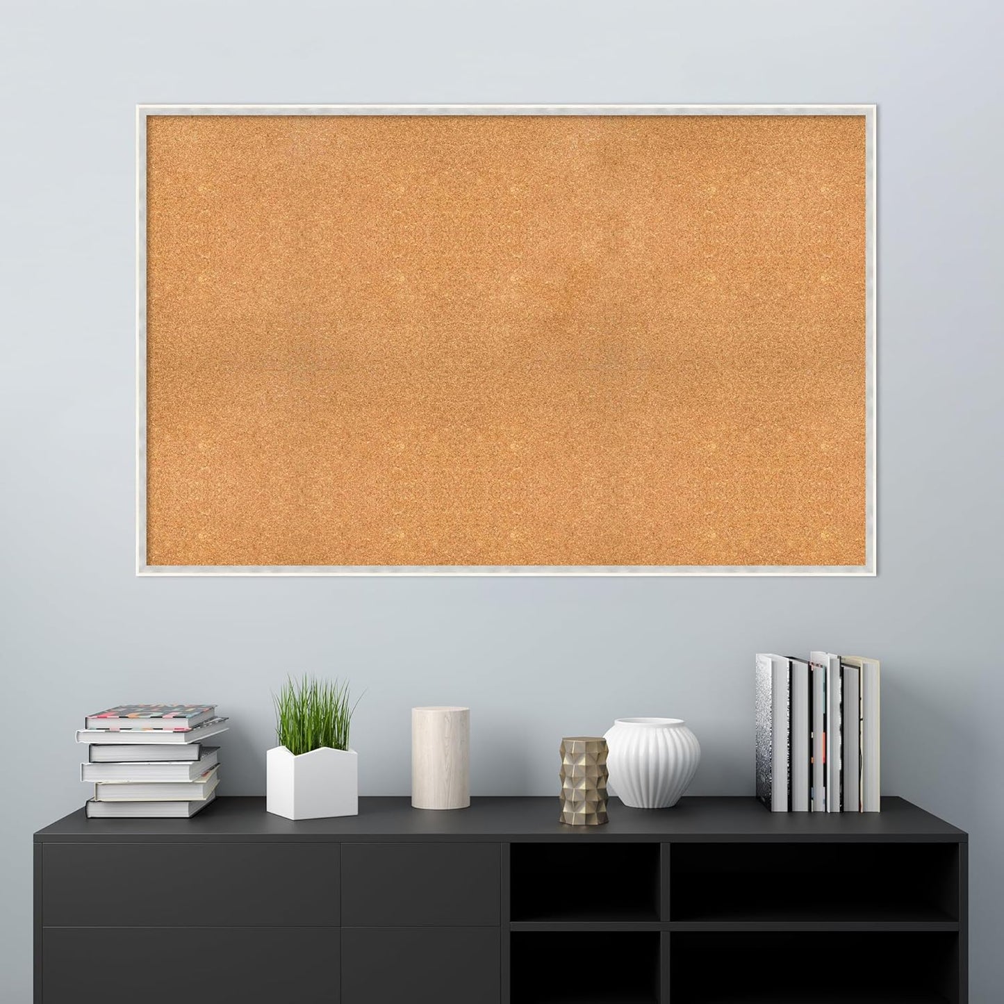 Amanti Art Natural Cork Board for Wall, 35x55 Vision Board with White Frame, Oversize Corkboard Office Decor for Home Organization, Modern Corkboard Pinboard to Display Items for Home Organization in