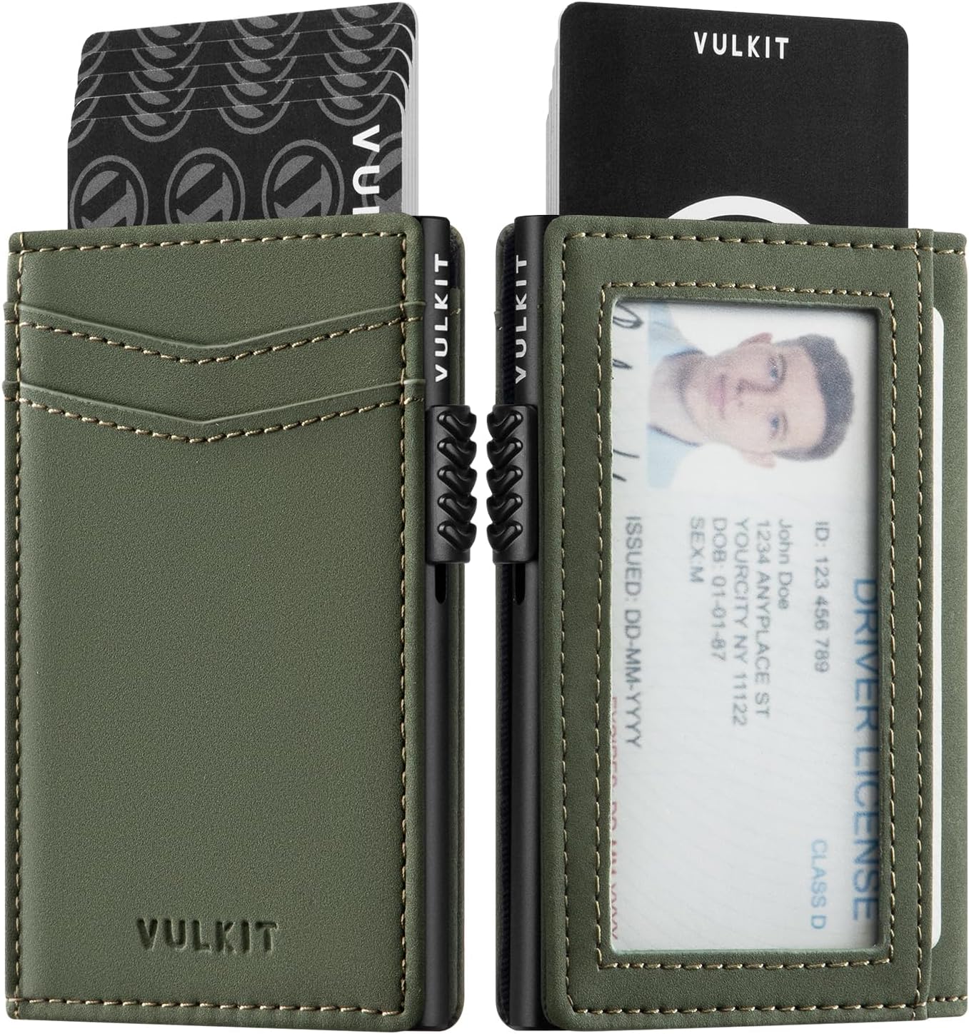 VULKIT Men's Wallet with ID Window Premium Leather Wallets RFID Blocking Minimalist Wallet Pop Up Card Holder Magnetic Closure