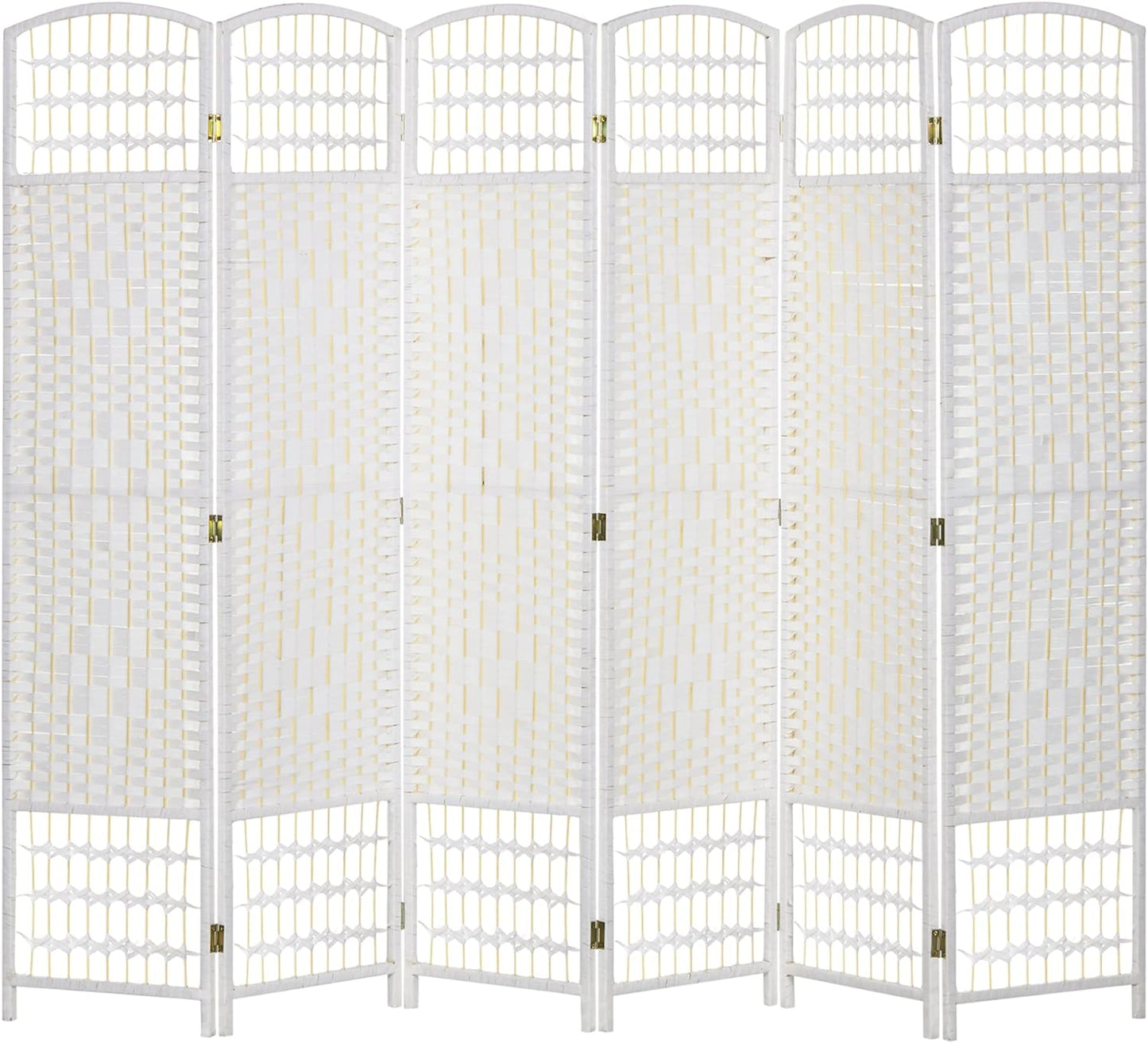 HOMCOM 6 Panel Room Divider, Folding Privacy Screen, 5.6' Room Separator, Wave Fiber Freestanding Partition Wall Divider, White