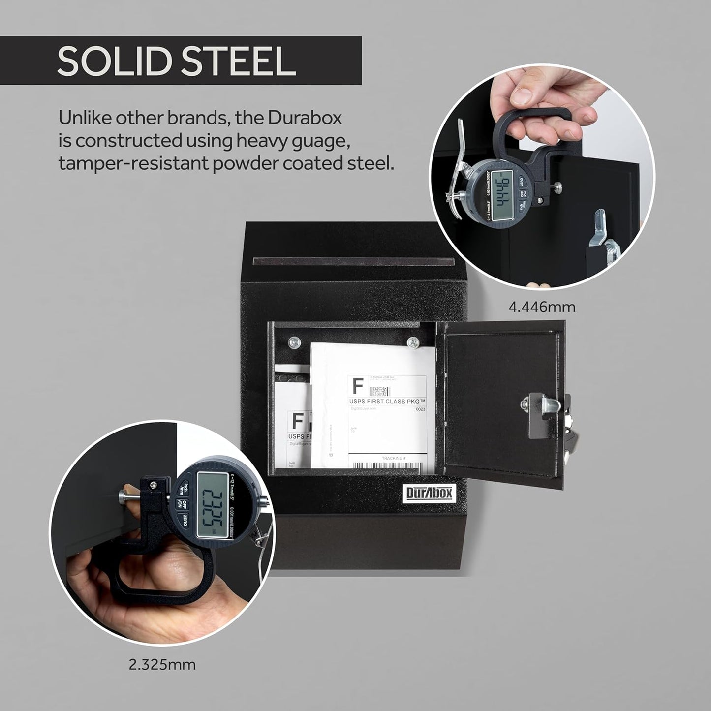 Drop Box Deposit Safe 10 x 4 x 16” Heavy Duty Steel with Slim Profile Wall Mailbox with Wide Deposit Slot for Letters, Documents Checks and Cash for Home, Office & Commercial (W300) (Black)