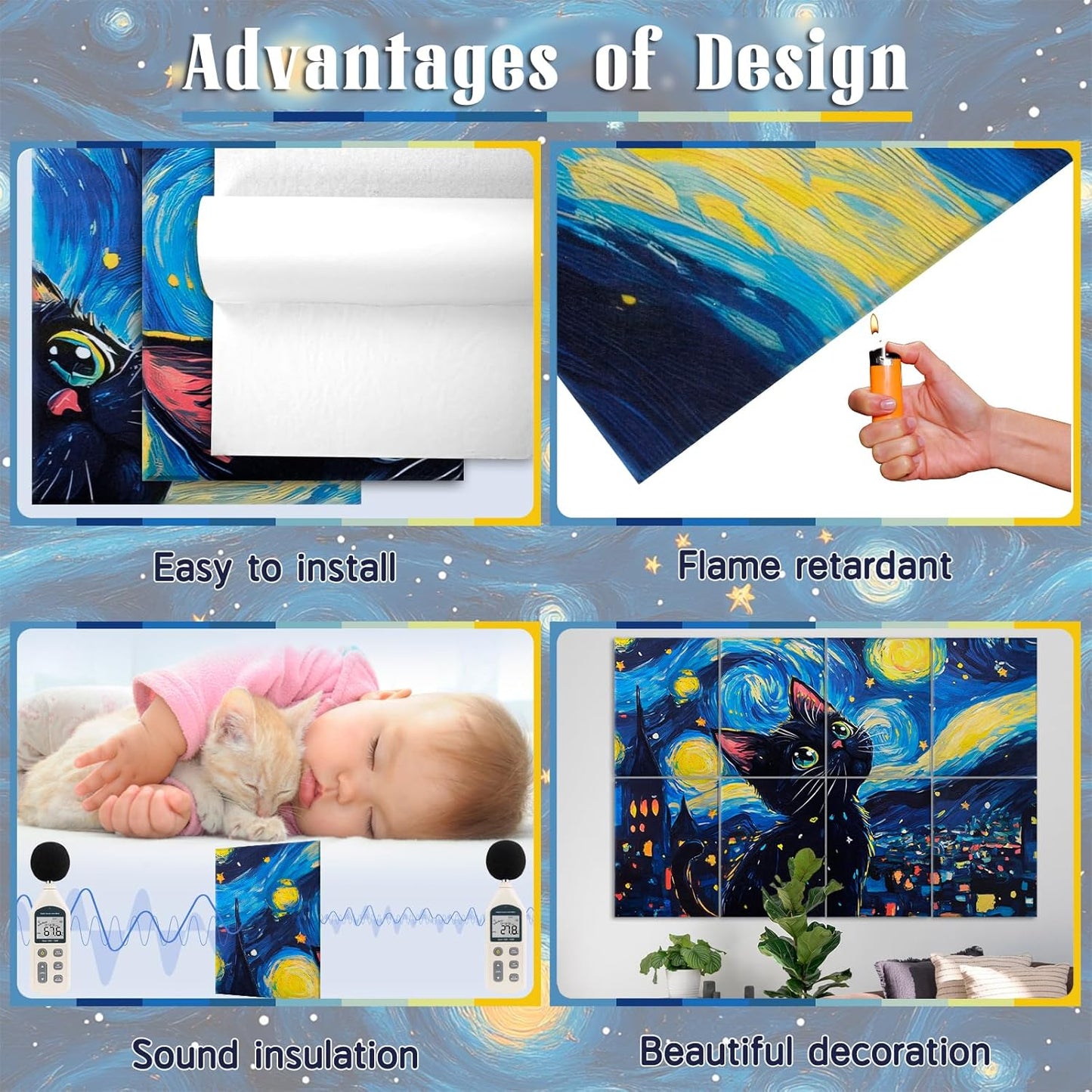 8 Pack Art Acoustic Panels, 48"x32"Sound Proof Panels for Walls, Acoustic Panels Sound Absorbing with Self Adhesive, Sound Panels Noise Reducing for Home, Sound Dampening Panels(Oil Painting)