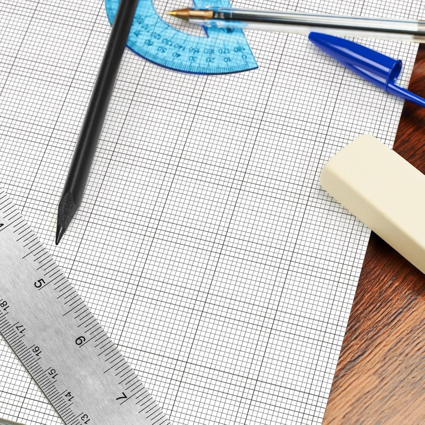 25 Sheet Graph Paper Pad 24" x 36" Large Graph 1" and 1/5" Ruled Grid Paper for Engineer Architect Designer Mathematician Draftsmen Sketch House Commercial Building Drafting (Bright White)