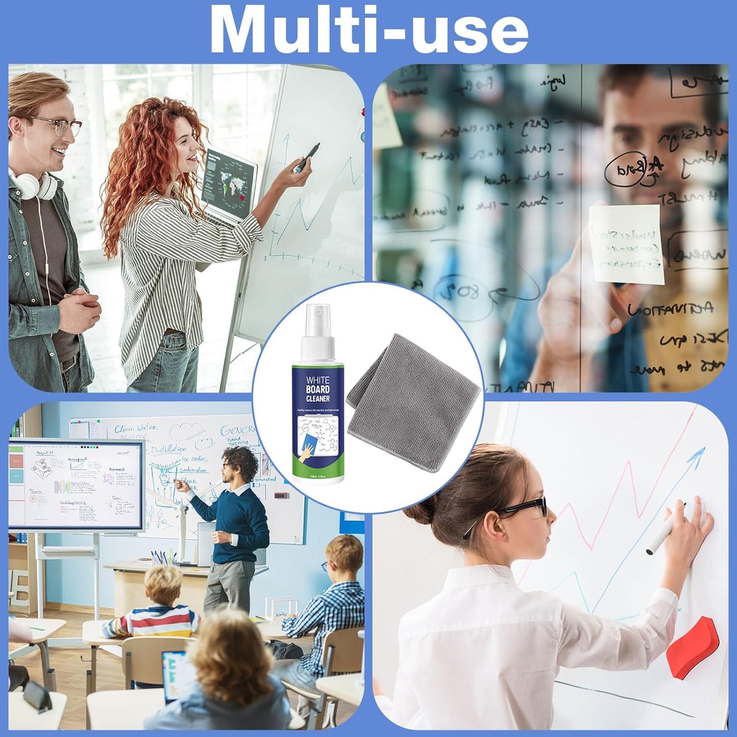 Loopeer 24 Pack Whiteboard Cleaner Spray 3. 4 oz Dry Erase Board Cleaner with Cloths Non Toxic Dry Erase Cleanning Removes Stubborn Marks from Whiteboards