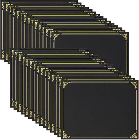 Ndsox 30 Packs Black Certificate Holders, Graduation Diploma Holders, 350GSM, Diploma Covers with Gold Foil Border for Letter Size 8.5" x 11" Award Certificate Paper, Cardstocks and Documents