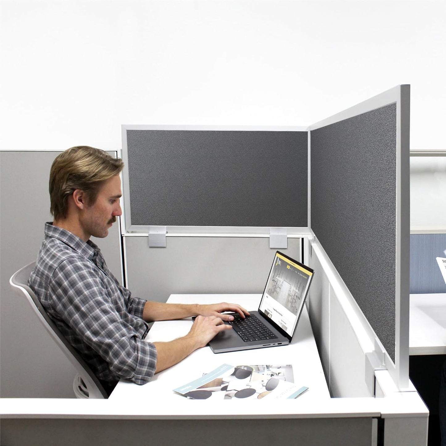 OBEX Acoustical Cubicle Privacy Screen Extender Desk Panel & Office Divider, Add Separation & Block Noise, 24" x 48", Graphite