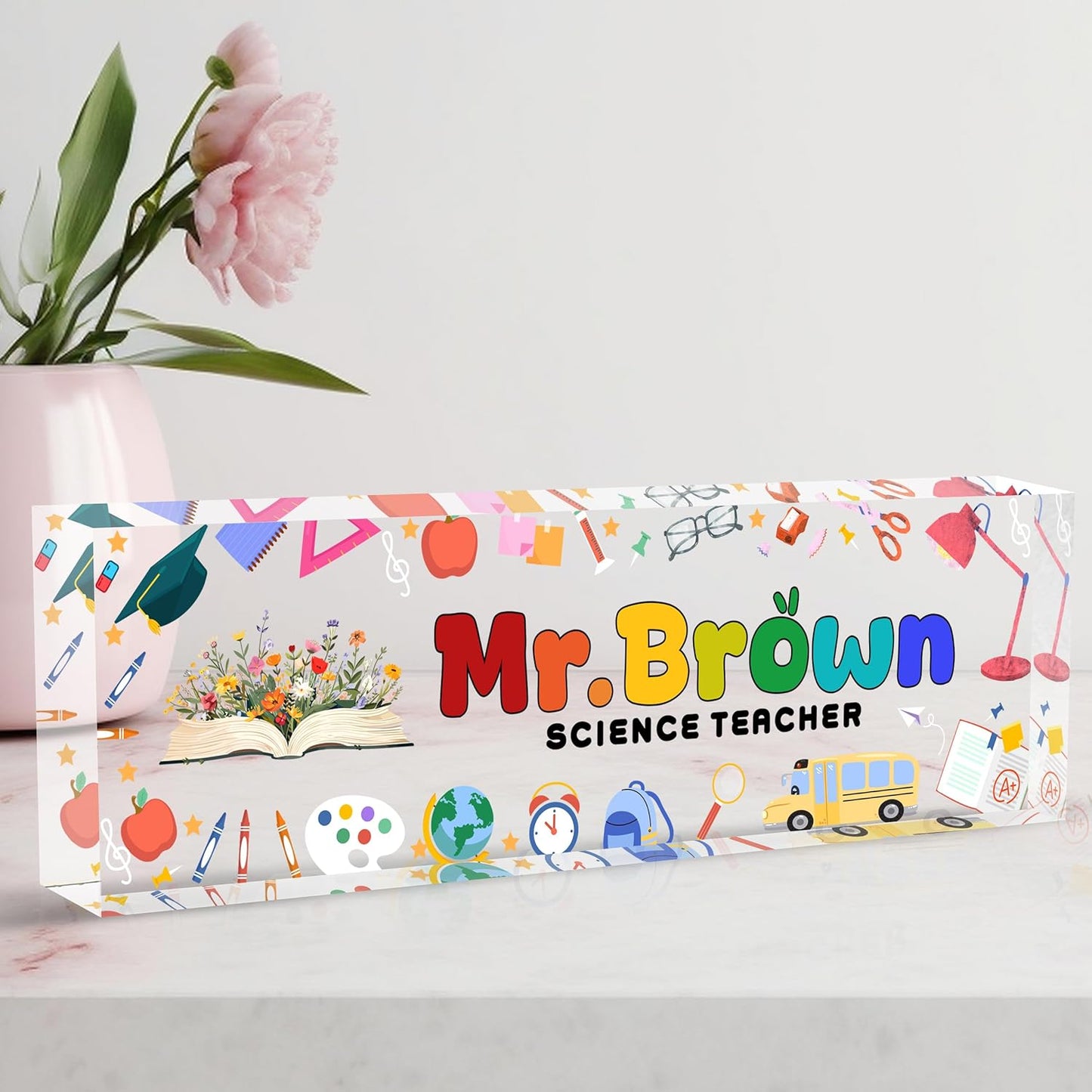 Custom Name Plate for Desk, Teacher Desk Name Plate Personalized, Office Desk Decor for Women and Men, Employee Appreciation Gifts Office Gifts for Teacher