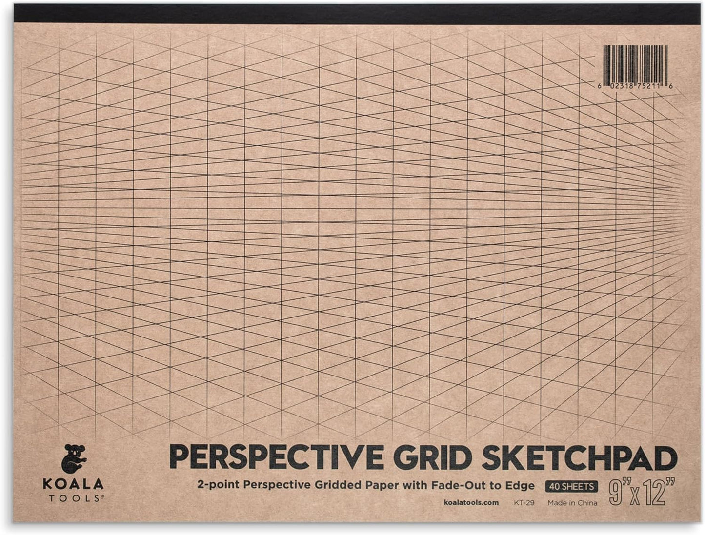 Koala Tools | Drawing Perspective (1 and 2-Point) Large Sketch Pad (2 Point - 9 x 12)