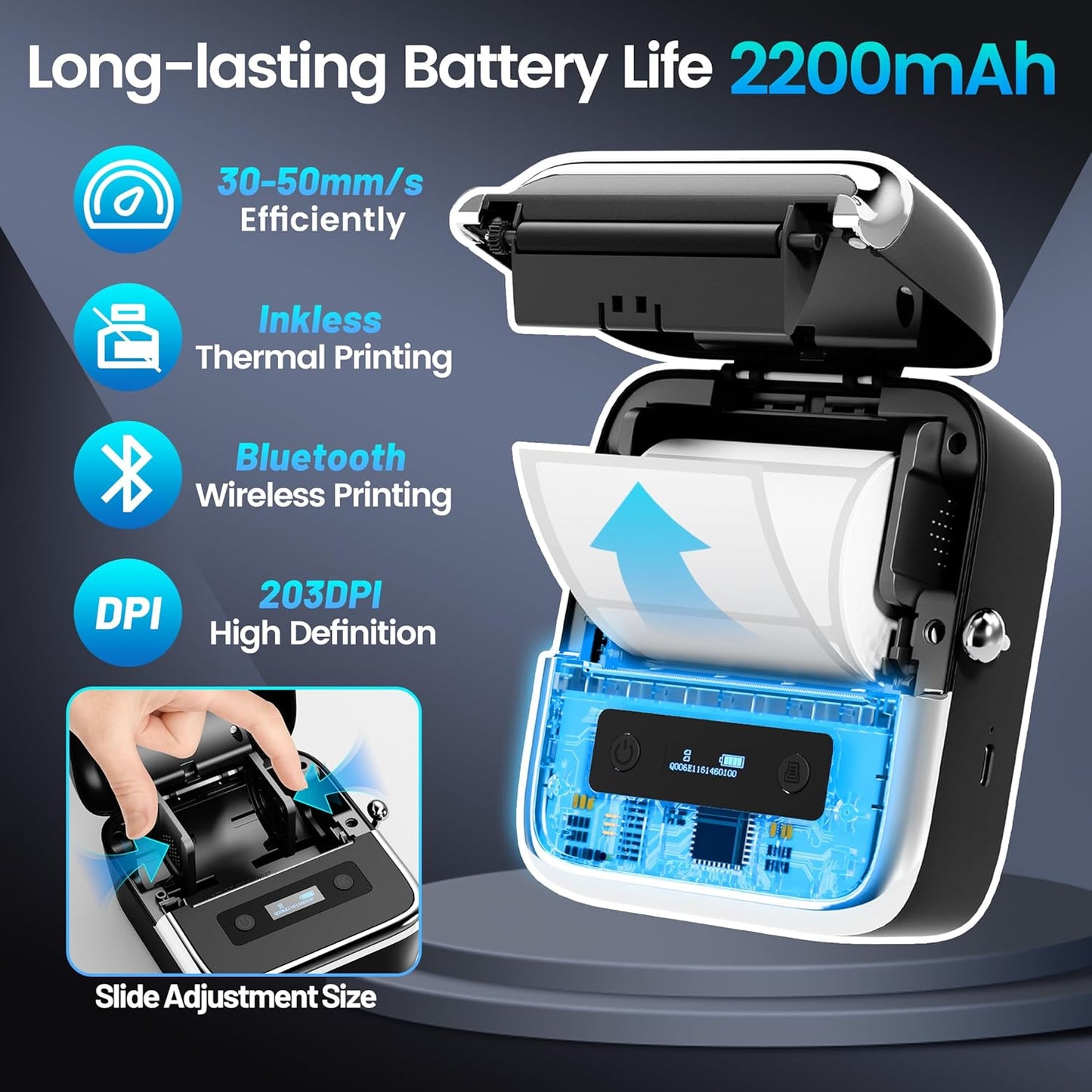 Phomemo M250 3 Inch Label Maker Machine with Tape, 2025 Upgrade Portable Barcode Label Printer for Business, Home, Logo Label, Thermal Address Label Maker with 100 Labels, 40x30mm