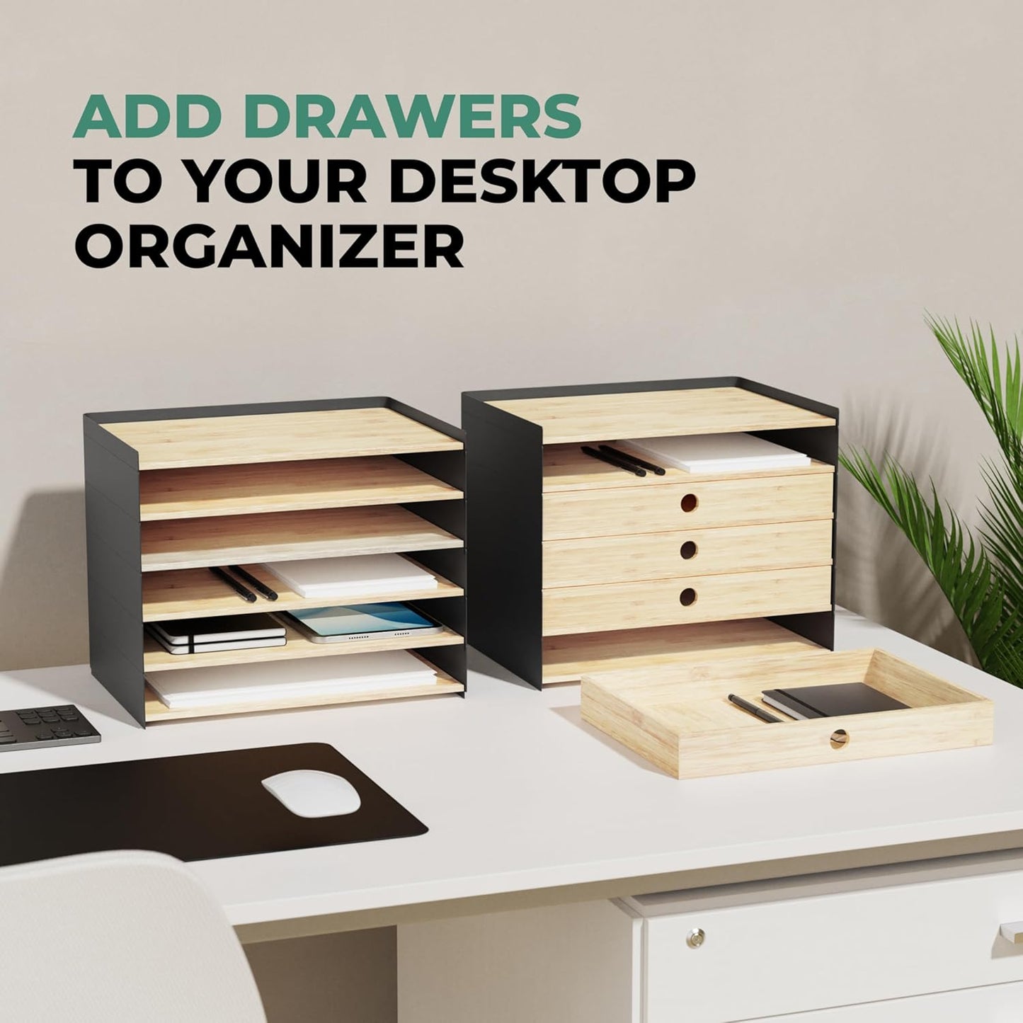 DesktopOrganizer-1drawer Prosumer's Choice Desk Paper Organizer Tray Wood - Ideal Solution and Size for Clean Desktop Setup - Suitable Desktop Organizer, Dimensions: 1.6x12.5x8.8