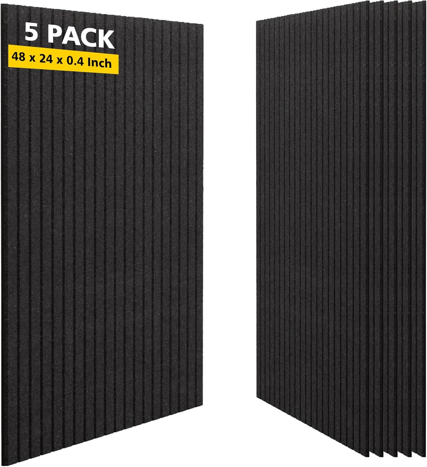 Acoustic Panels,5 Pack Sound Panels Noise Reducing for Walls,48"x24"x0.4" Soundproof Wall Panels,High-Density Acoustic Wall Panels,Decorative Wall Sound Absorbing Panel,Black