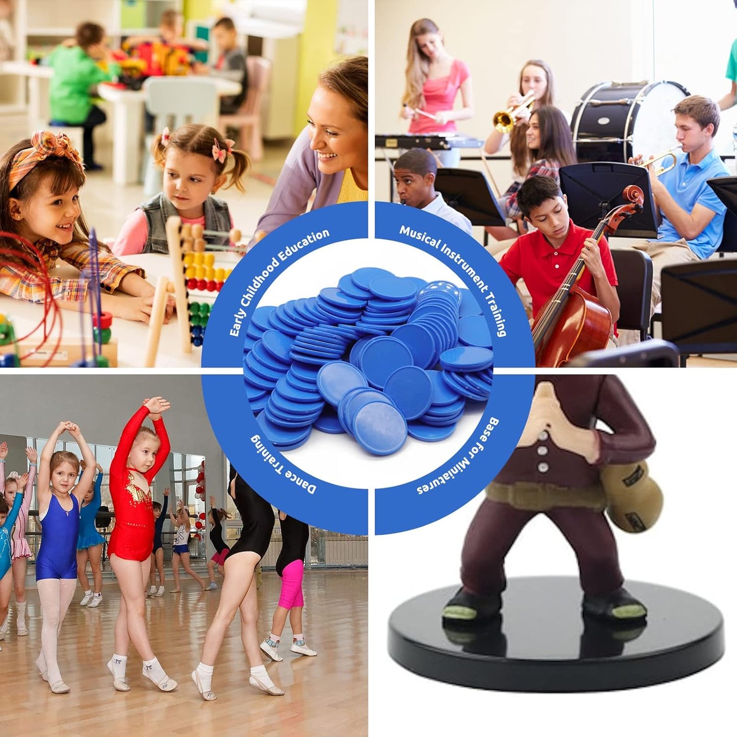 Set of 100 Opaque Plastic Learning Counters Mini Poker Chips Game Tokens with Storage Box (RoyalBlue, 1 Inch)