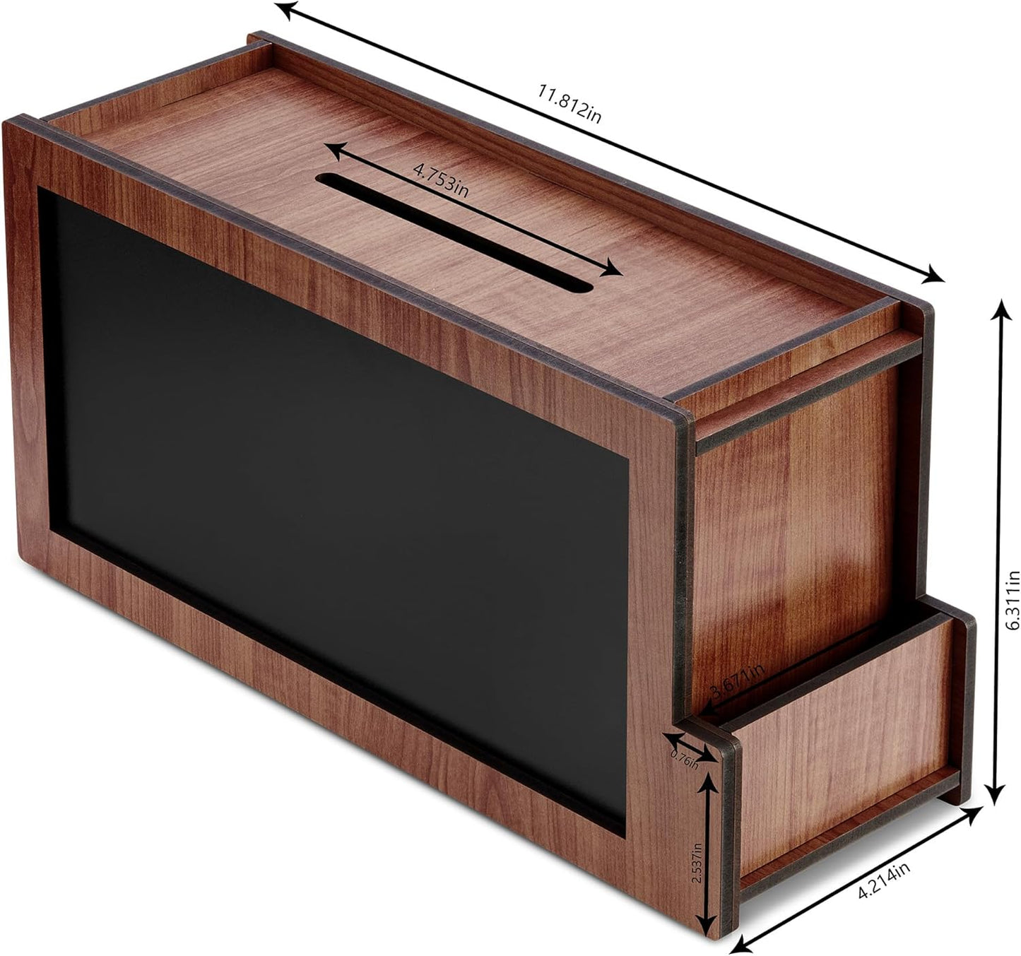 SHUMEI Wooden Suggestion Box with Chalkboard – Feedback, Donation, & Voting Box with Top Slot & Side Holder for Cards and Pens – Ideal for Office, Classroom, or Events