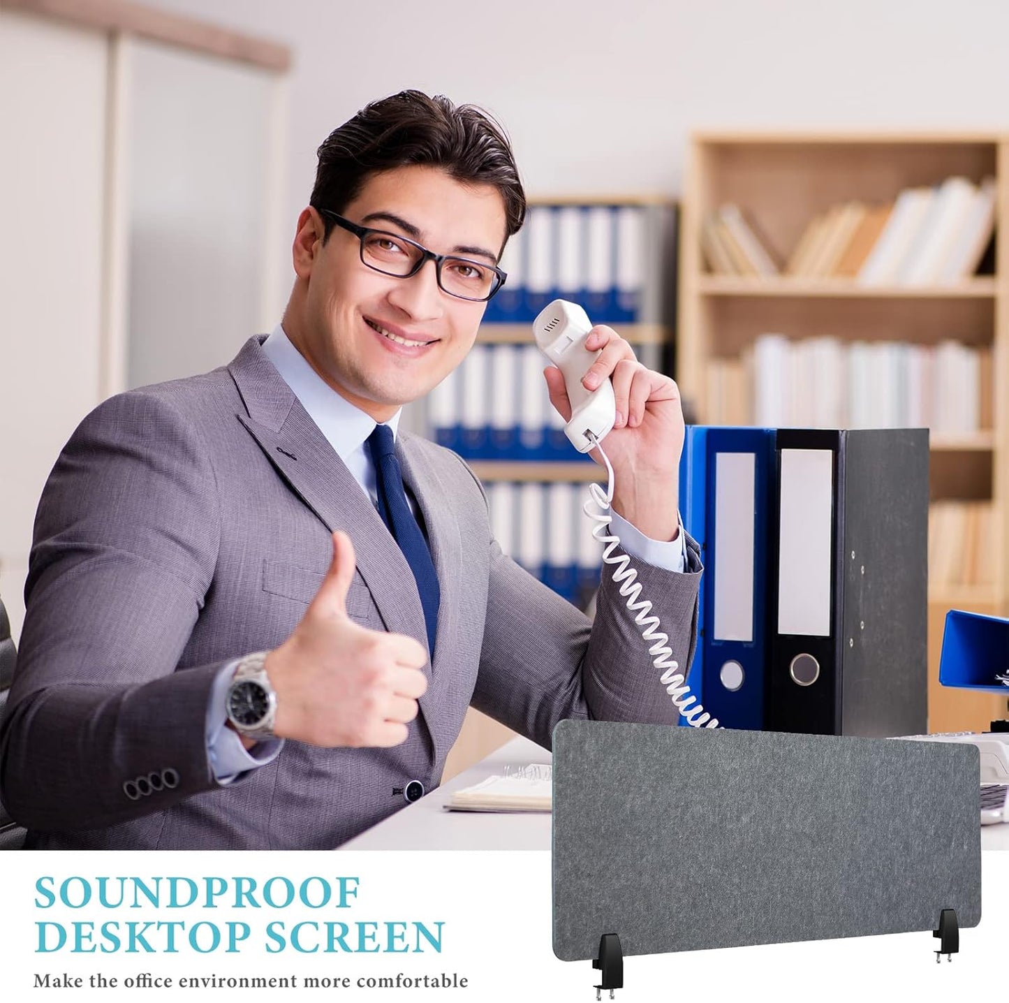 Wesiti 2 Pcs Acoustic Desk Divider Noise Reducing Desk Privacy Panel for Student Table Standing Sound Proof Divider Desktop Claw Office Furniture Partition for Classroom(Gray,47.24 x 15.75 Inches)