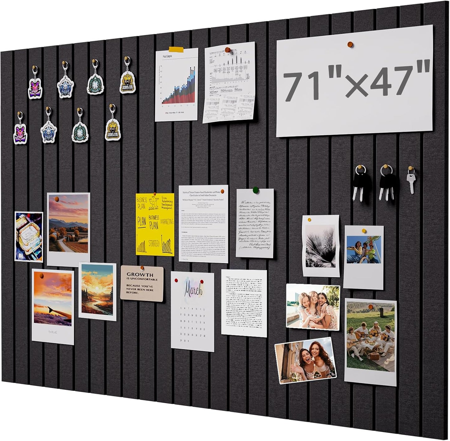 Soundsbay Large Cork Board, 71" x 47" Black Bulletin Board, 3 Pack Felt Wall Tiles Self-Adhesive, Pin Board for Walls Office Home Classroom Decor