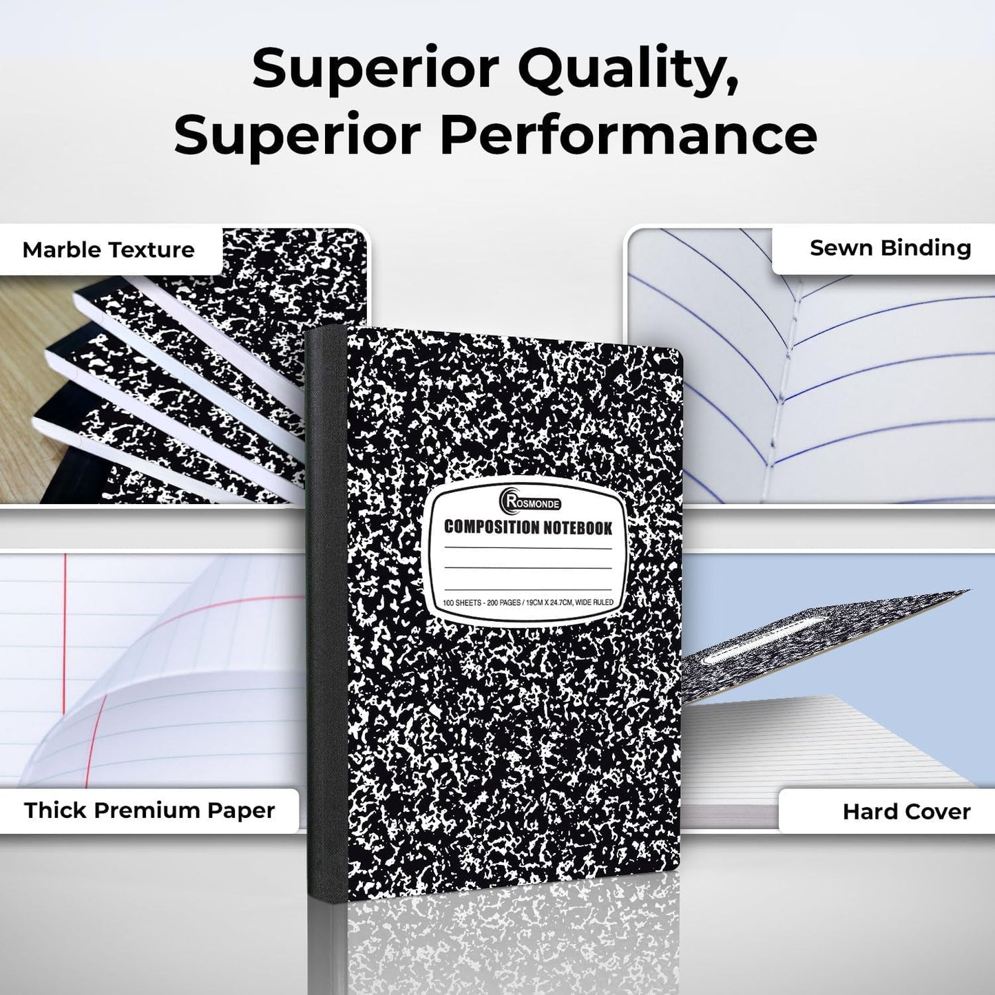 5000 Pack (Pallet) Composition Notebooks Bulk, Wide Ruled, Jumbo Pallet of Composition Notebooks, 100 Sheets (200 Pages), 9-3/4 x 7-1/2, Bulk Supplies for School & Office, 4-7 Days Transit