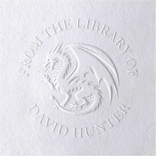Dragon Book Embosser, Custom Round Library Book Embosser, Fantasty Fiction Dragon Ex Libris Embosser, Gift for Book Lover | Black or Pink Embosser (Dragon #3)