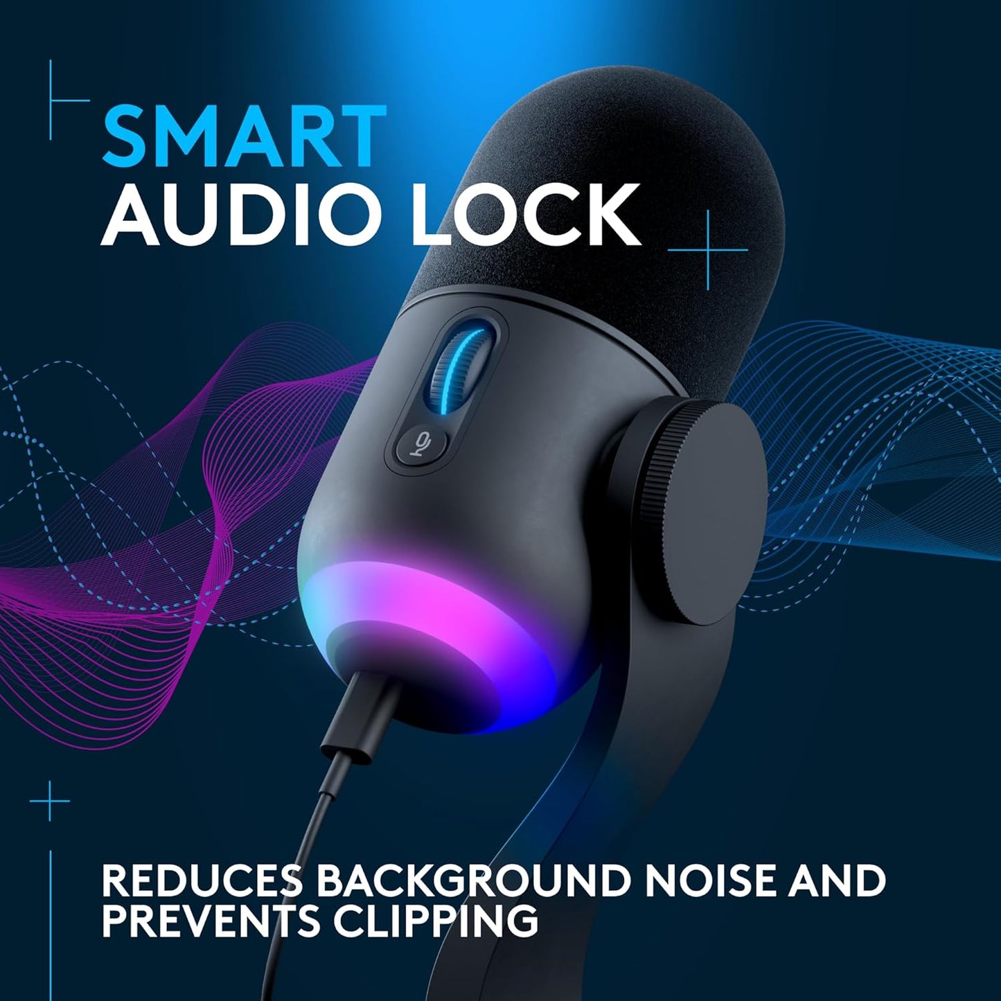 Logitech G Yeti GX Dynamic RGB Gaming Microphone, Podcast Microphone with LIGHTSYNC, Blue VO!CE, G HUB Control, USB Plug and Play - Black