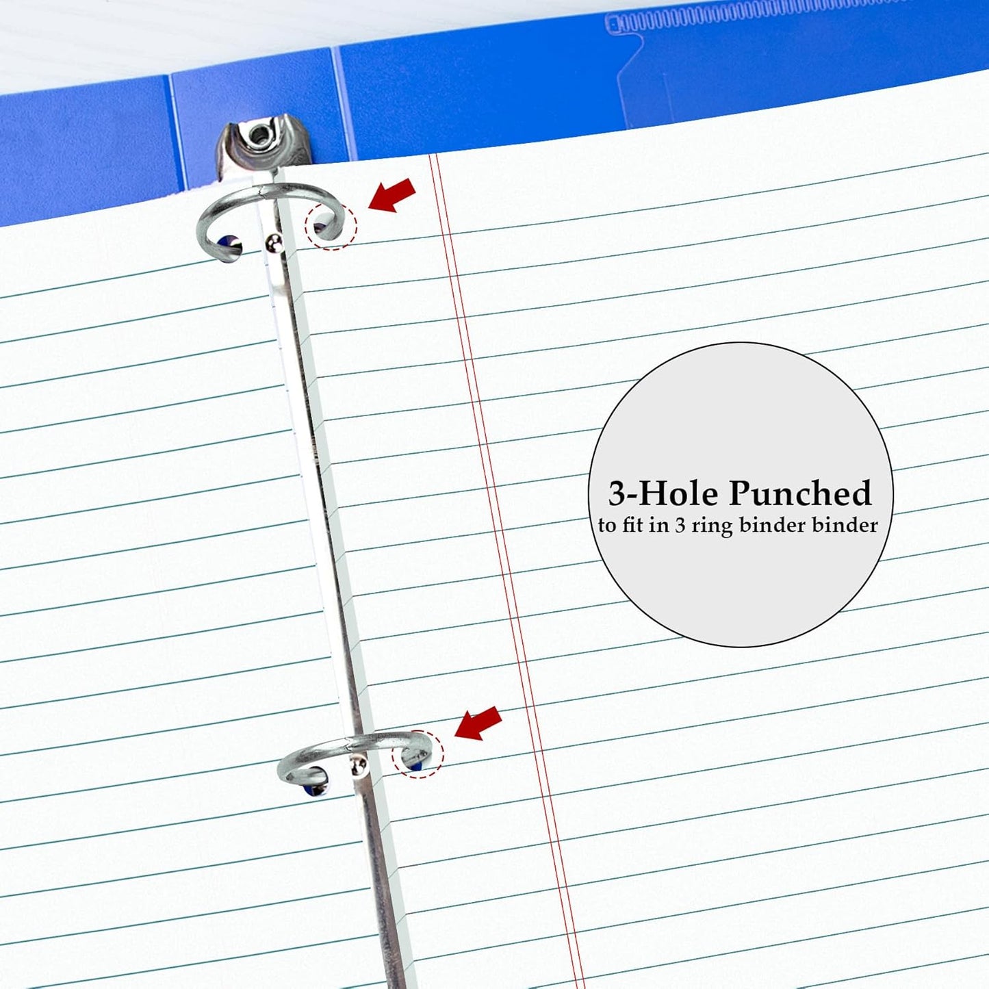 HAUTOCO 6 Pack 8.5 x 11 Legal Pads White Wide Ruled Notepads Perforated Writing Pads, 30 Sheets Per Notepad, 3-Hole Punched Paper, Writing Note Pads for School, Home, Office, Business