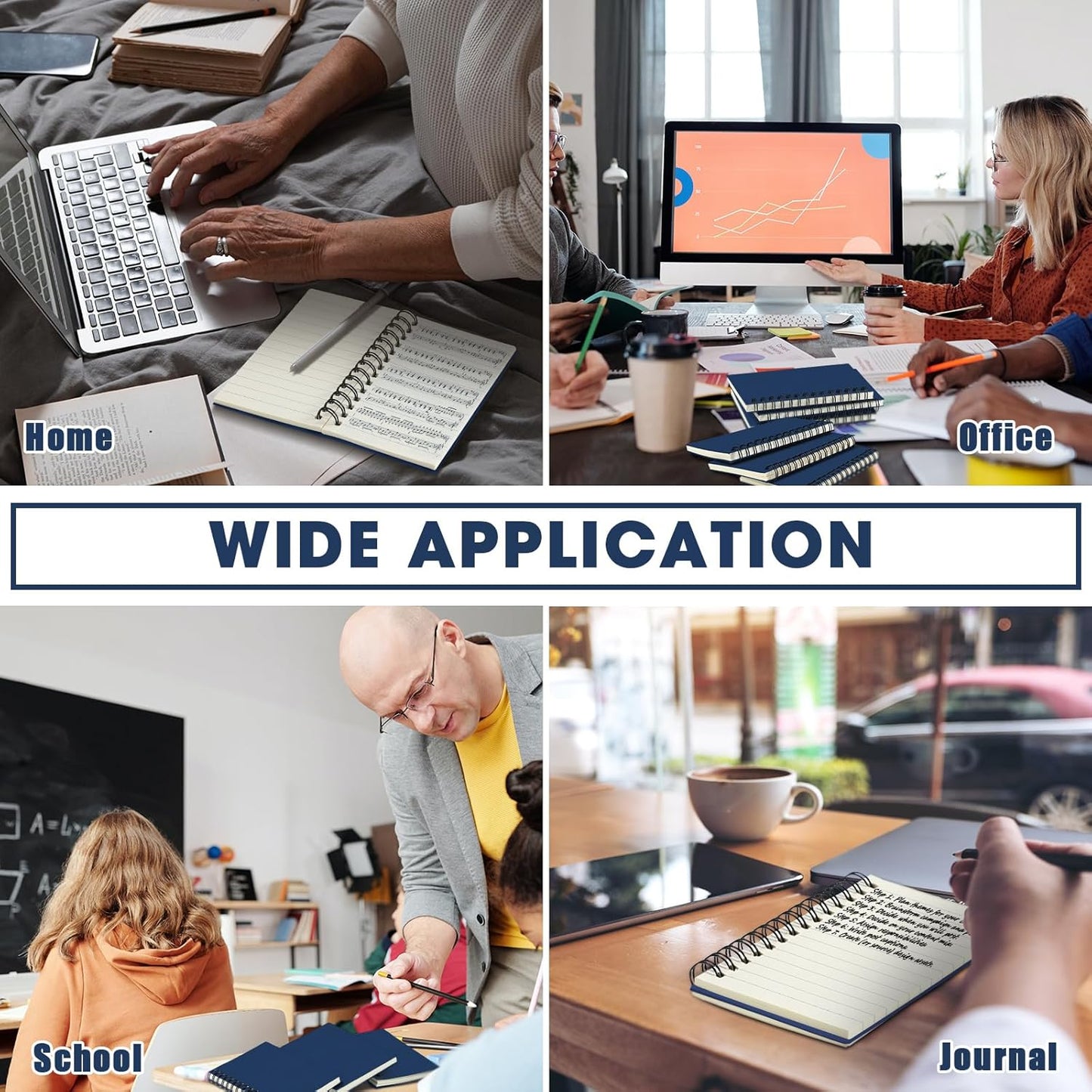 Jutom 4 Pcs Small Spiral Notebooks Memo Pads 3x5 Bulk Small Pocket Notebooks Mini Notepads with Lined Pages Mini Journals for Office Back to School Work Writing Supplies, 120 Pages (Dark Blue)