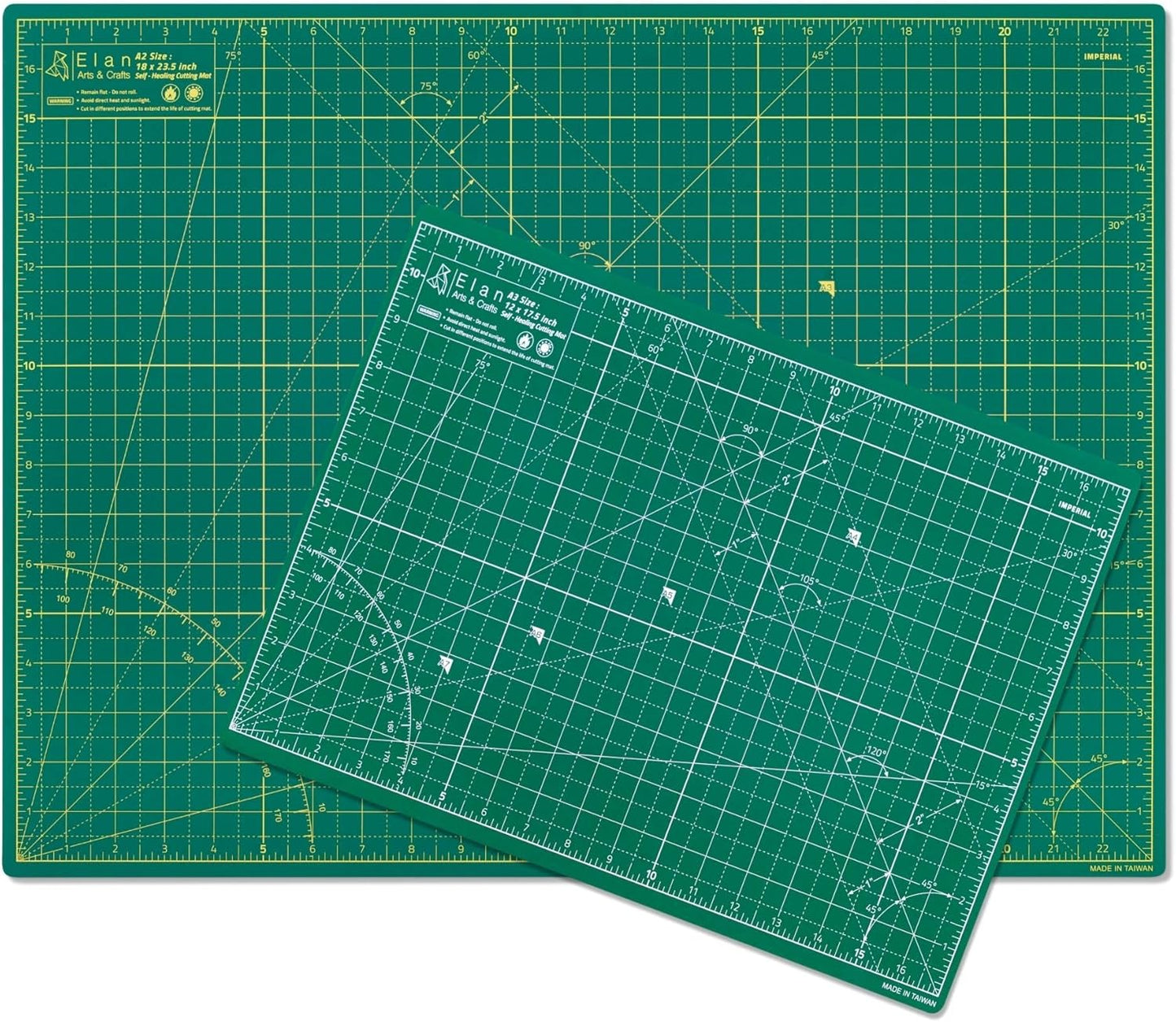 Elan Cutting Mat A2 Green, Self Healing Cutting Mat 18x24 Inch, 5-Ply Craft Board Green, Hobby Board for Crafts 18x24 Inch