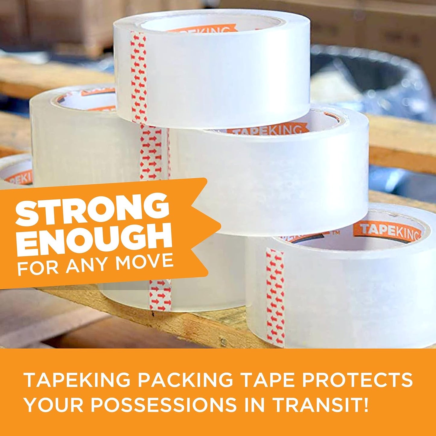 Tape King Clear Packing Tape - XL 110 Yards Per Roll (6 Rolls) - 1.88 Inch Wide Stronger & Thicker 2.7mil, Heavy Duty Adhesive Industrial Depot Tape for Moving Packaging Shipping, Office & Storage